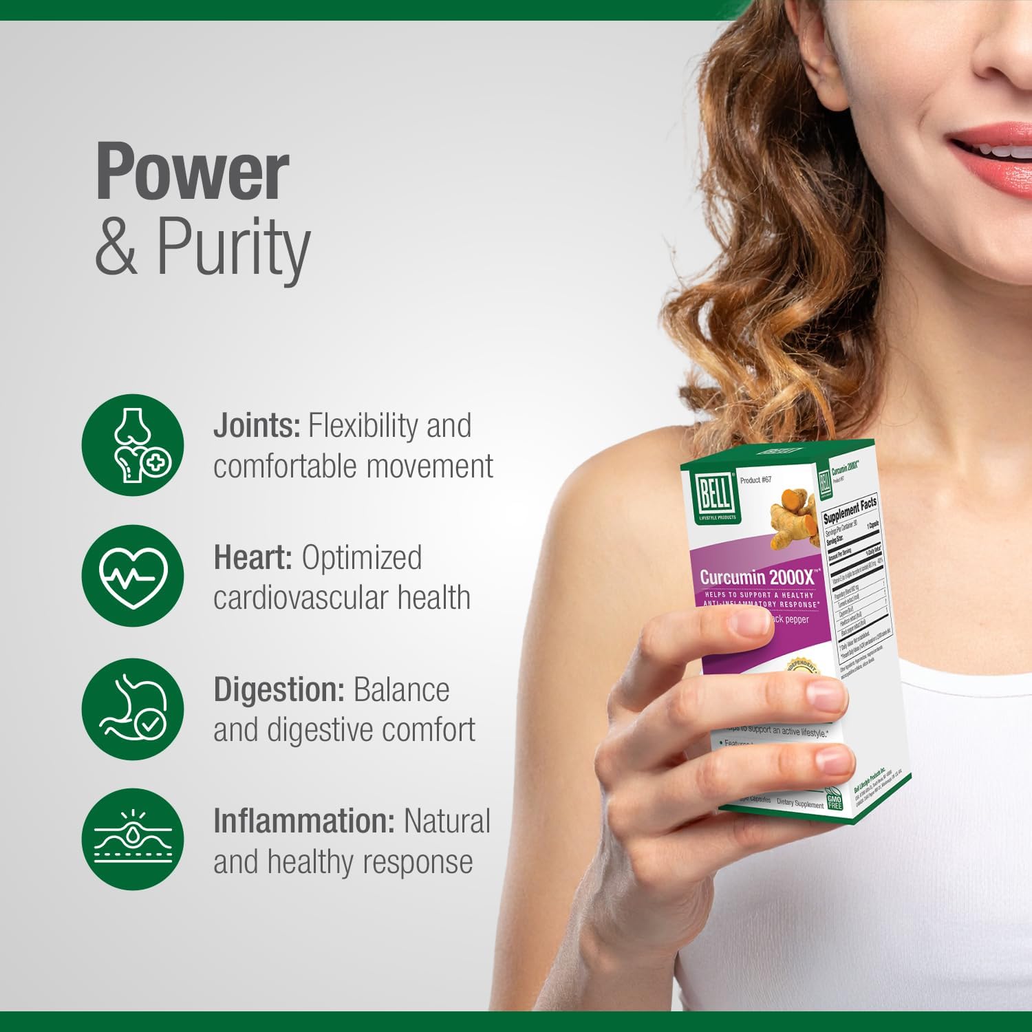 Bell Curcumin Supplements Curcumin 2000X® - Unique Blend with Turmeric, Black Pepper, Vitamin E, Hawthorn- Help Support Digestion, Inflammation, Cardiovascular Health & Peripheral -90 Units