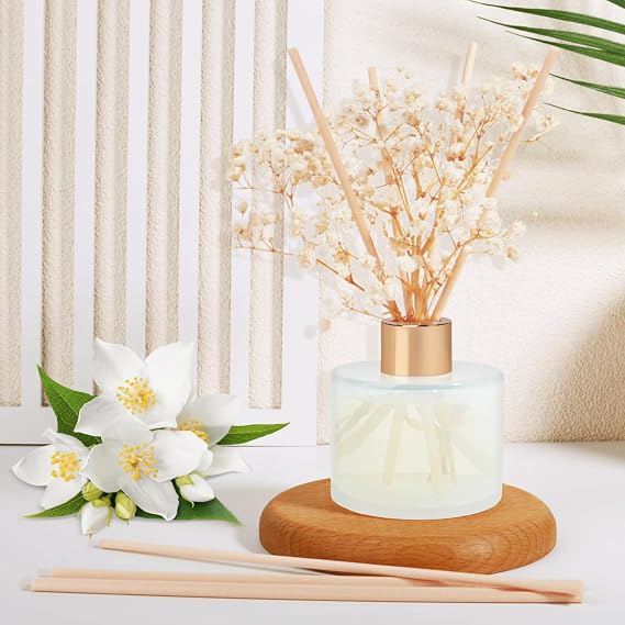 Scent Reed Diffuser Set, 5.28oz (150ml) White Jasmine Scent Diffuser with 8 Sticks Long Lasting Fragrance for Home, Bathroom, Room Decor