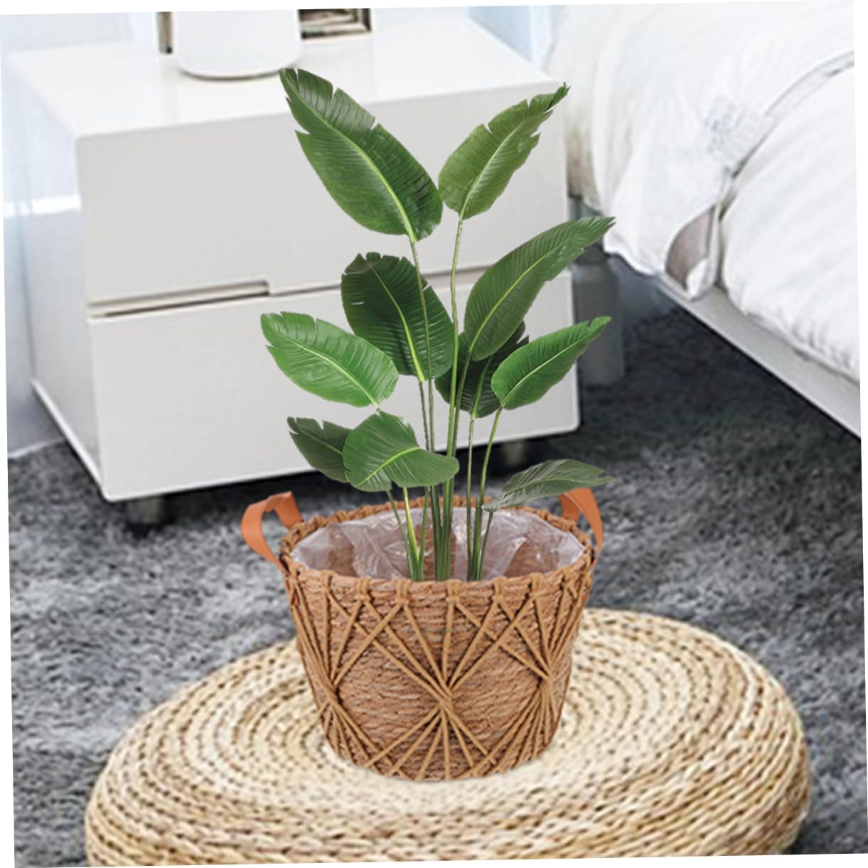MERRYHAPY Hand Woven Flower Basket Capacity Decorative Woven Basket for Portable Straw Planter Chic Design for Floral Arrangements and Storage