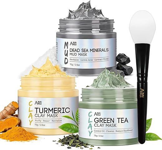 ANAI RUI Turmeric Clay Mask - Green Tea Clay Mask - Dead...