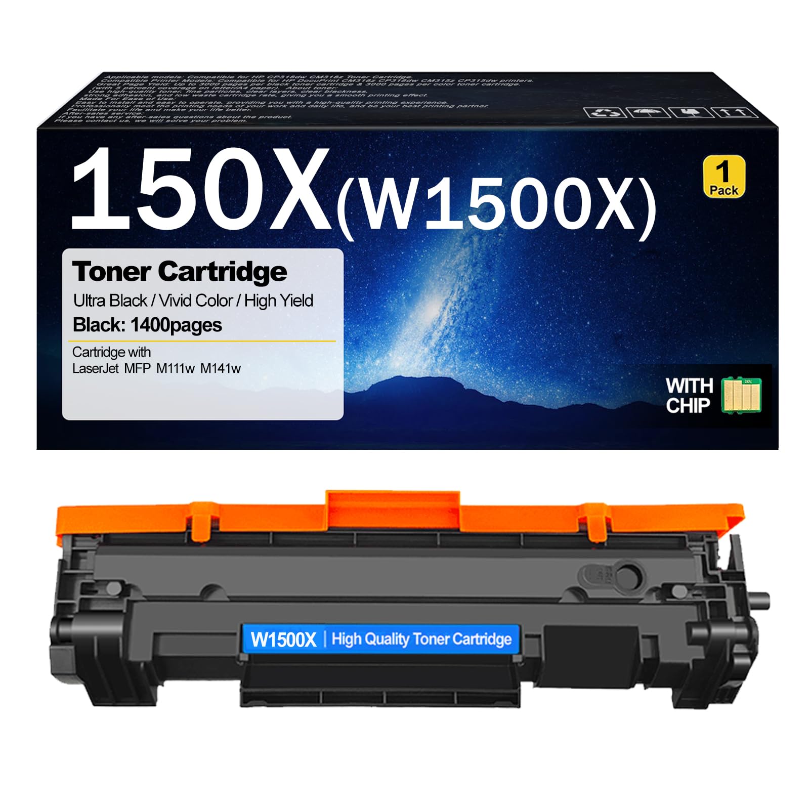 DTGTEX 150X W1500X Toner Cartridge Compatible for HP 150A W1500A 150X W1500X Toner Cartridges Replacement for HP LaserJet MFP M111w M141w Printers