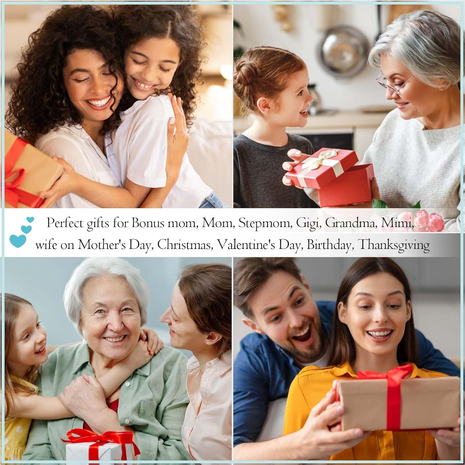 Double Entwined Hearts Necklace Gifts for Mom Grandma Wife Gigi Mimi Stepmom Bonus Mom, Mother's Day Christmas Valentines Birthday Thanksgiving Gifts Stocking Stuffers for Women Adults - Image 6