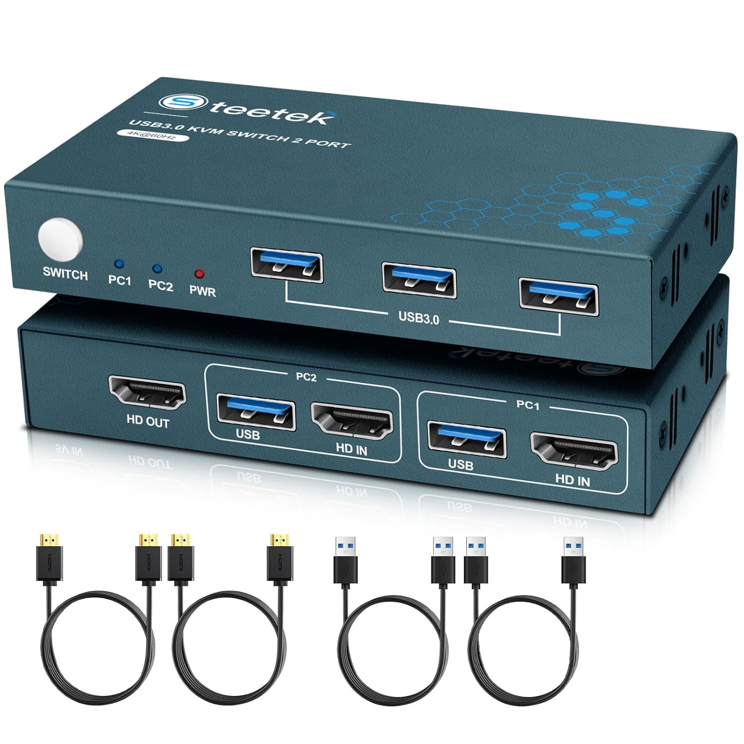 Displayport KVM Switch 1 Monitors 2 Computers, 8K@60Hz, Wired Remote KVM Switches DisplayPort 1.4, 3 USB 3.0 Sharing Keyboards, Mouse, Printers, and USB Bluetooth headsets, Plug-and-Play