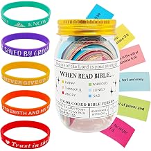Bible Study Jars with 5 Religious Bracelets for Teens, Student-Christian Learning Activity Kit for Sunday School,Student Prizes, Birthday, Easter Gifts