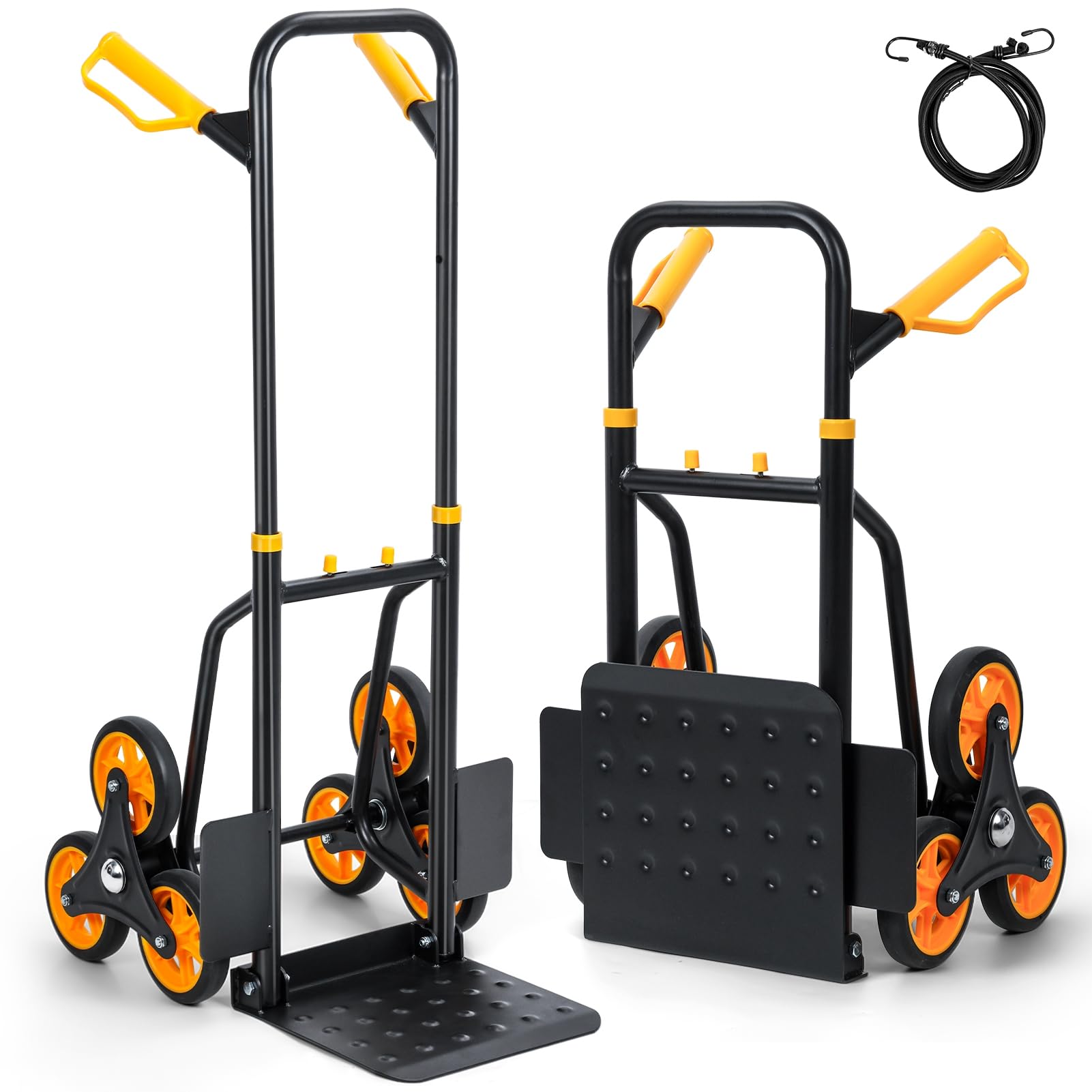 Treppensackkarre klappbar Tragkraft 200kg, Treppensteiger mit Hartgummireifen & Stahlrahmen, Sackkarre für Umzug & schwere Gegenstände Treppenkarren Schwarz