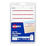 Avery File Folder Labels on 4" x 6" Sheets, Easy Peel, White/Red, Print & Handwrite, 2/3" x 3-7/16", 252 Labels (5201) – view 1