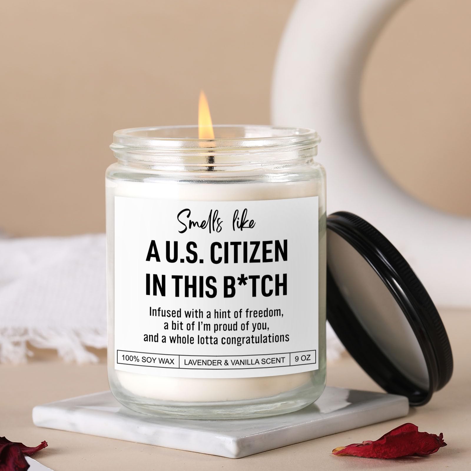 Scented Candle, US Citizenship Gifts, New American Citizen Gifts, Proud to Be an American, Citizenship Party Decorations, Congratulations Presents for New Citizens