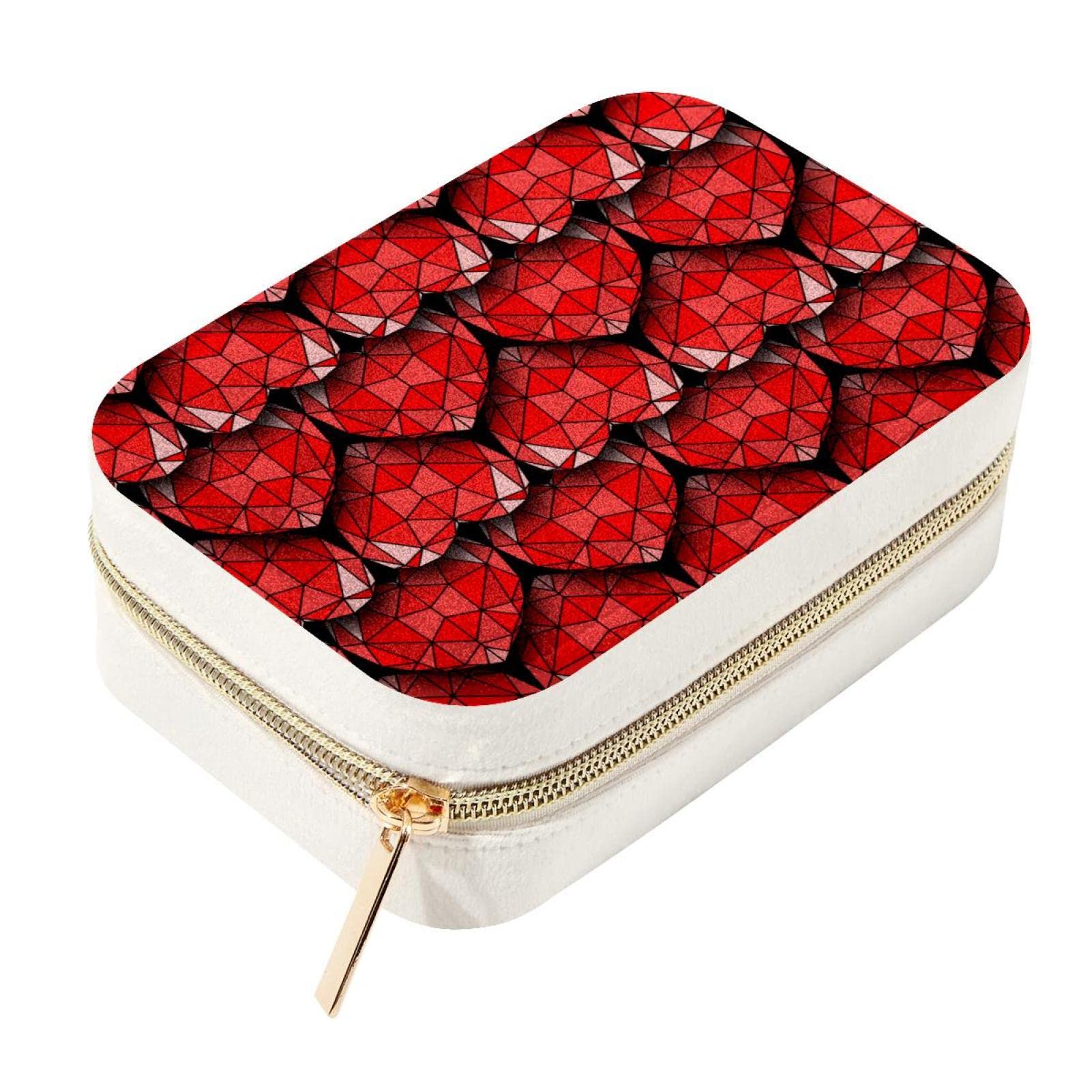 Boîte à bijoux de voyage rouge à offrir pour ranger ses colliers