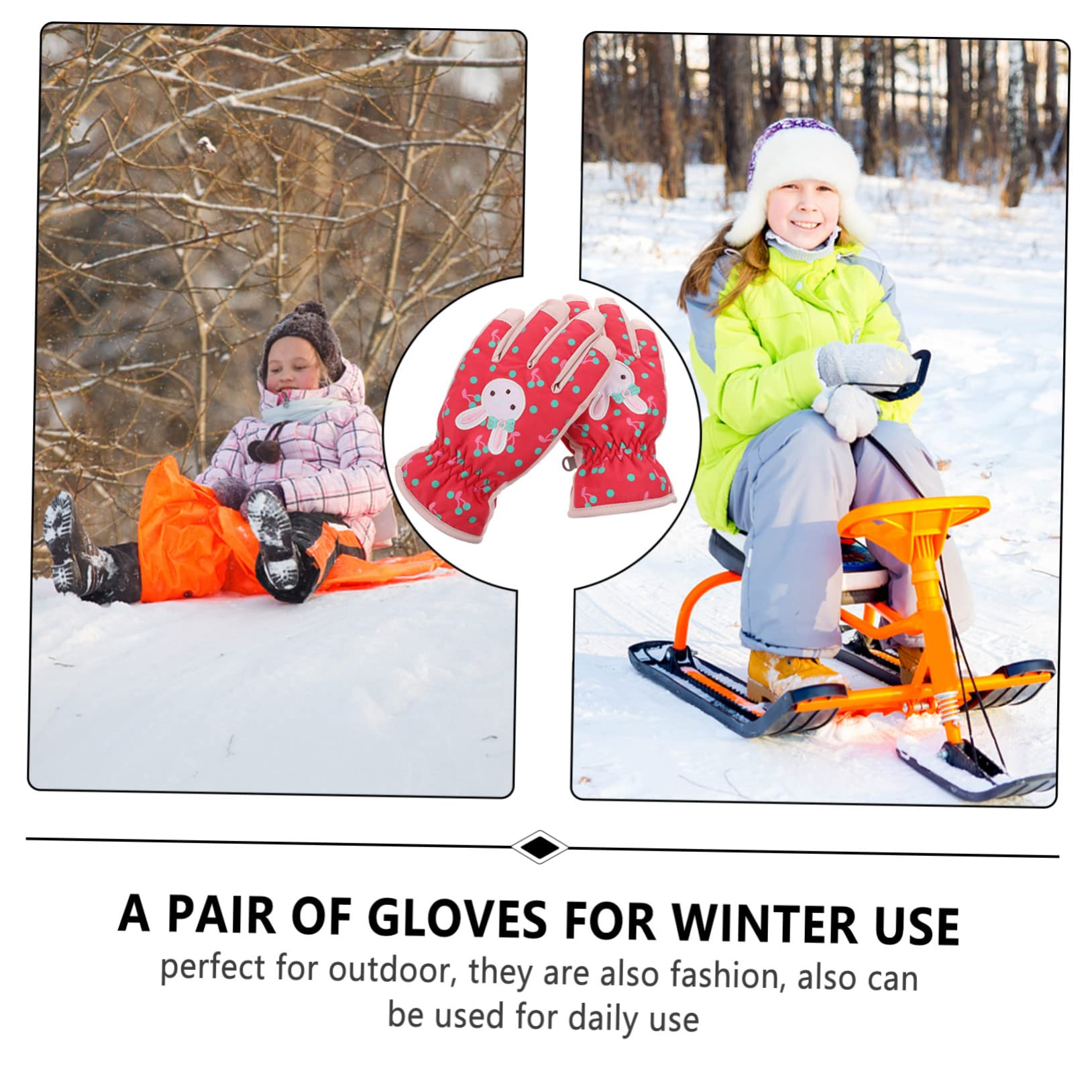 PACKOVE 3paare Mädchen Winter Ski Handschuhe wasserdichte Winddichte Und rutschfeste Fäustlinge Für Mädchen Für Und Outdoor-aktivitäten s Rot
