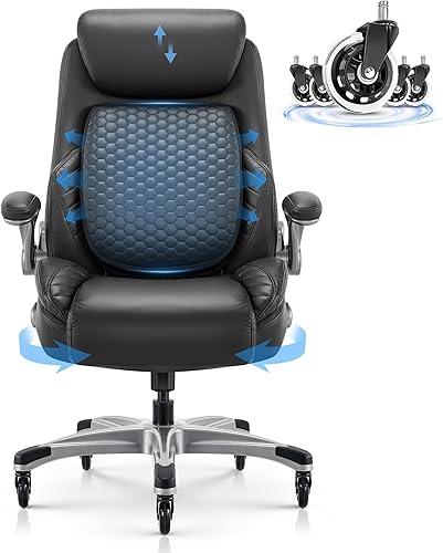 Miniatura 9 de COLAMY Escritorio ergonómico de oficina con respaldo alto, silla ejecutiva con soporte lumbar desplegable, ruedas mejoradas, reposacabezas