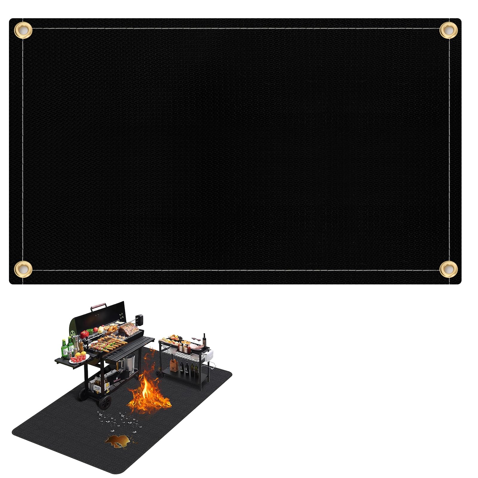 Fire Pit Grill Mats 93x100cm Fire Pit Mat Black Heat Resistant Mat Welding Blanket Fireproof Mat Waterproof Fireproof Mat for Grass BBQ Floor Patio