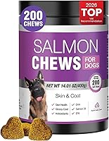 Vista 10 de Suplemento Omega 3 para la piel y el pelaje para perros, 200 masticables, suplementos de aceite de pescado para perros con ácidos grasos EPA y DHA