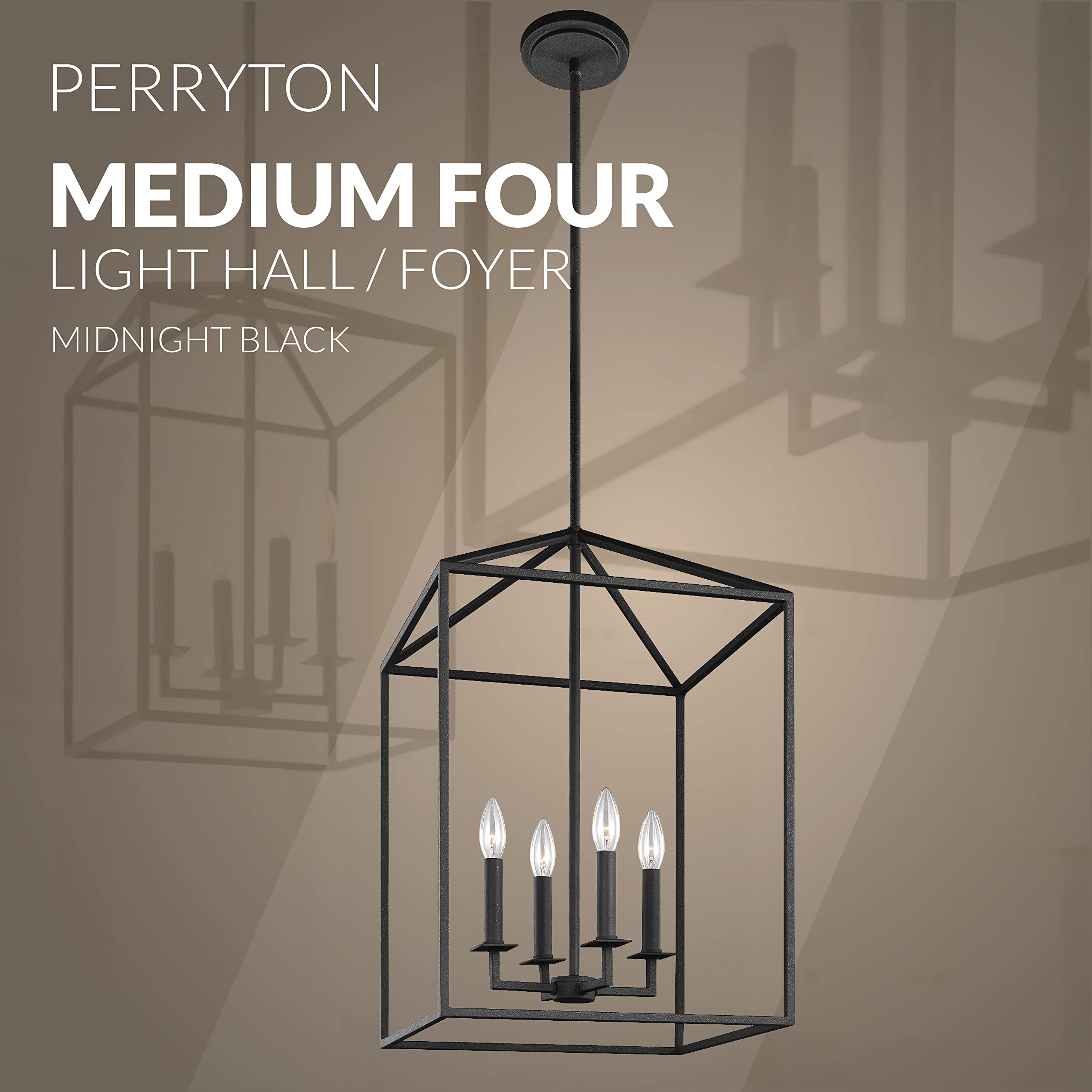 Sea Gull Lighting 5115004-112 Perryton Medium Four - Light Hall / Foyer Hanging Modern Fixture, Midnight Black