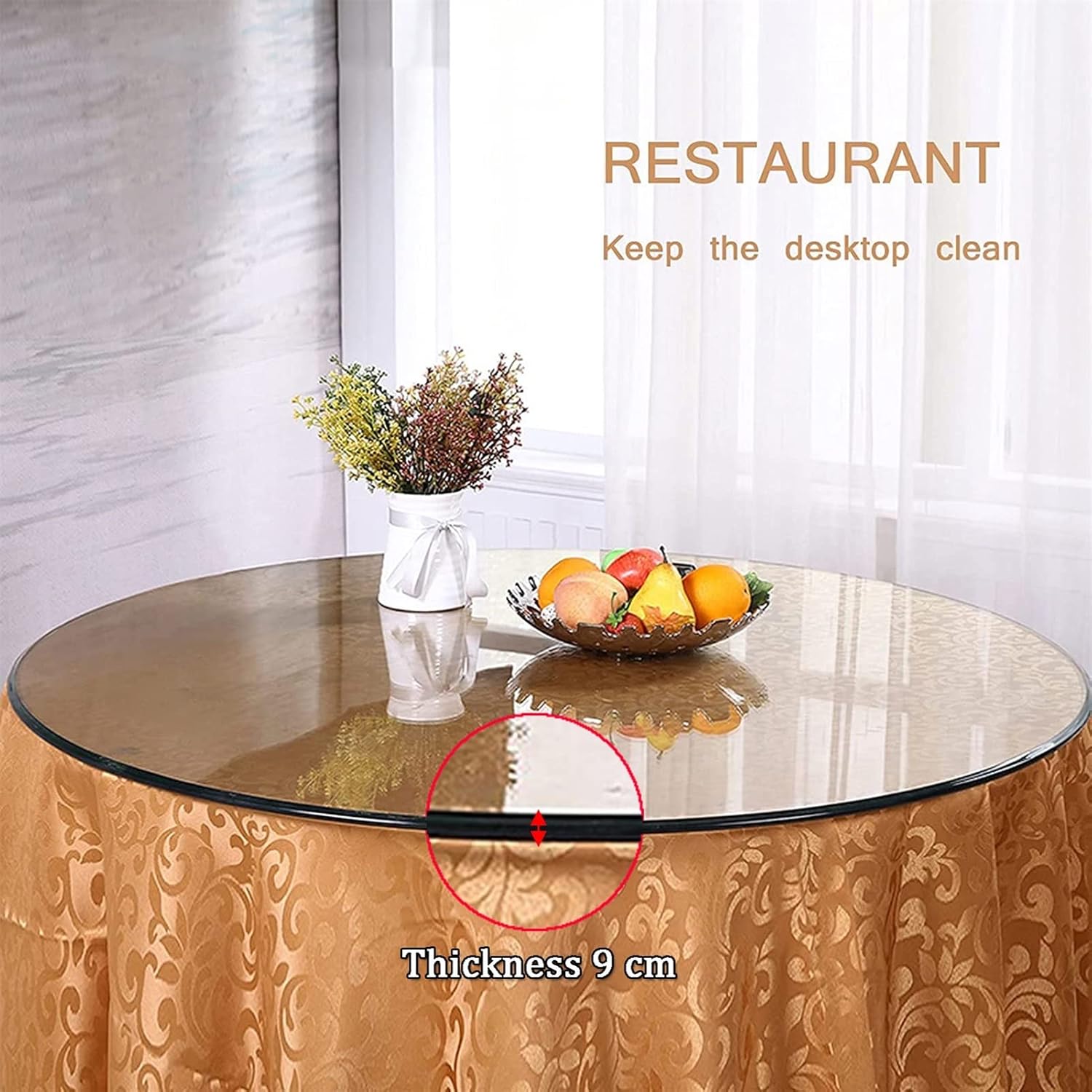 Tempered Glass Table Top - 9mm Thick Round Patio Glass Table Top - Clear, Flat Polished Edge, Strong Hardness, Ø 15in~32in, for Dining Table, Coffee Table, Home, Office