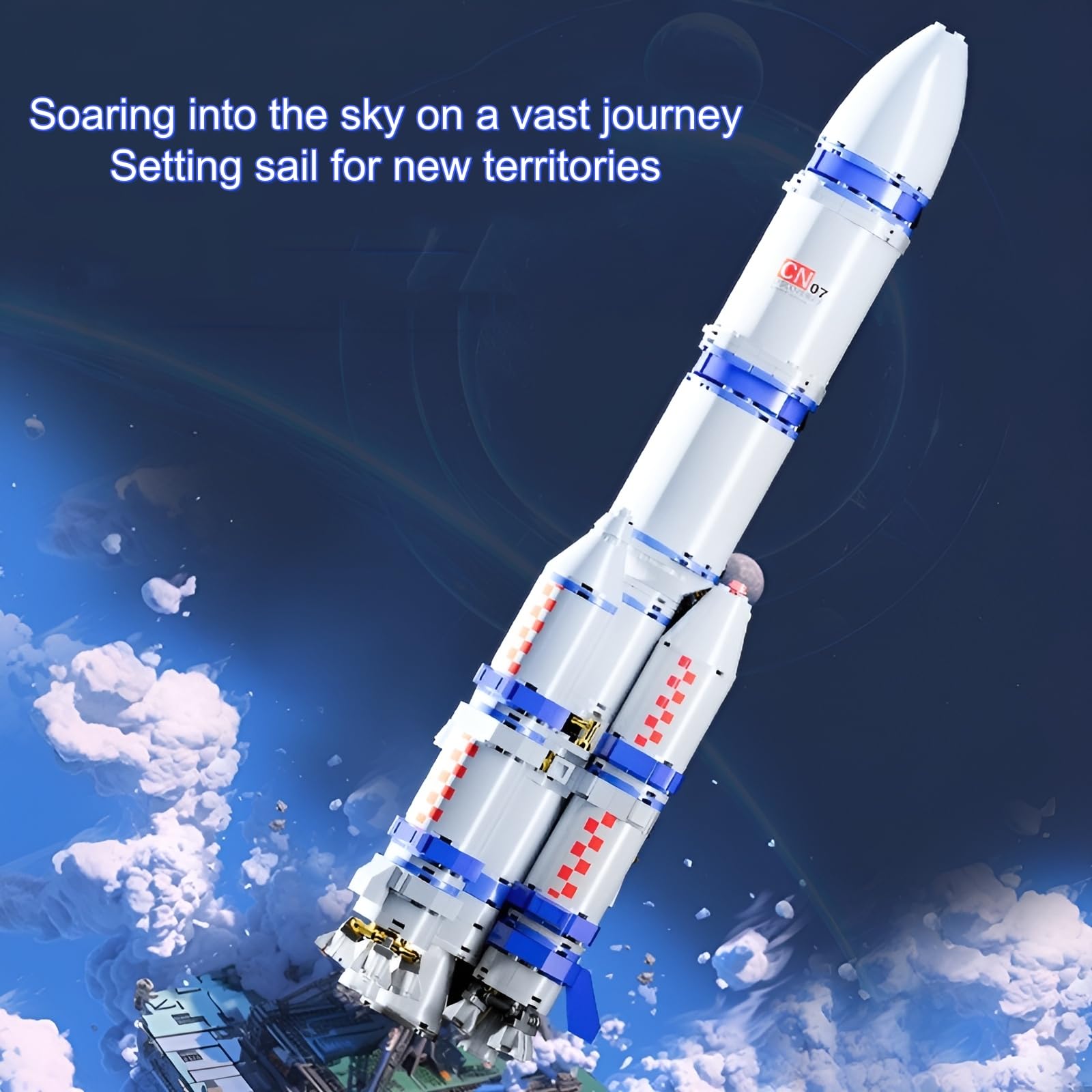 Weltraum Raketen Bausteine, 1099 Teile Raumschiff Raketen Bauspielzeug mit Startständer, Sammelbares Weltraumforschung Bausatz Modell Spielzeug, Geschenk für Erwachsene