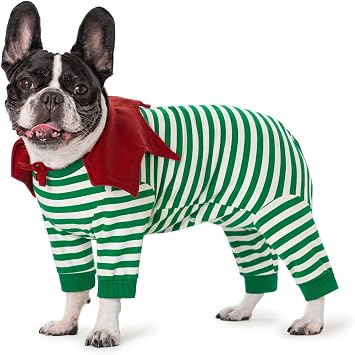 Striped Dog Surgery Recovery Suit Female Male,Puppy Dogs Onesie Cats Long Sleeve Bodysuit After Surgery Neuter for Abdominal Wounds Protectivewith Bib