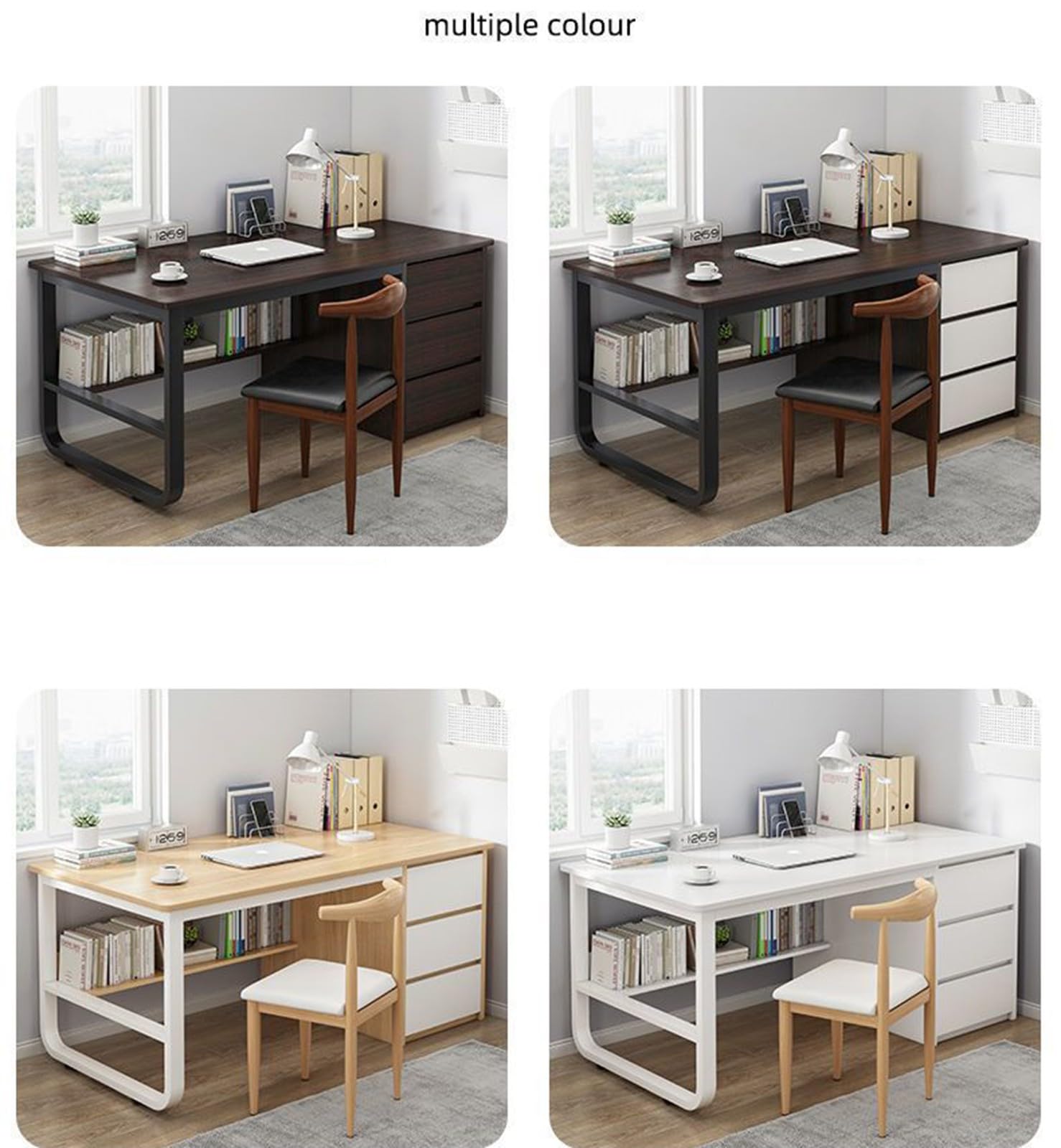Bureau d'ordinateur avec Compartiments et 3 tiroirs, Poste de Travail pour Bureau à Domicile, Bureau élégant et Fonctionnel A,100CM