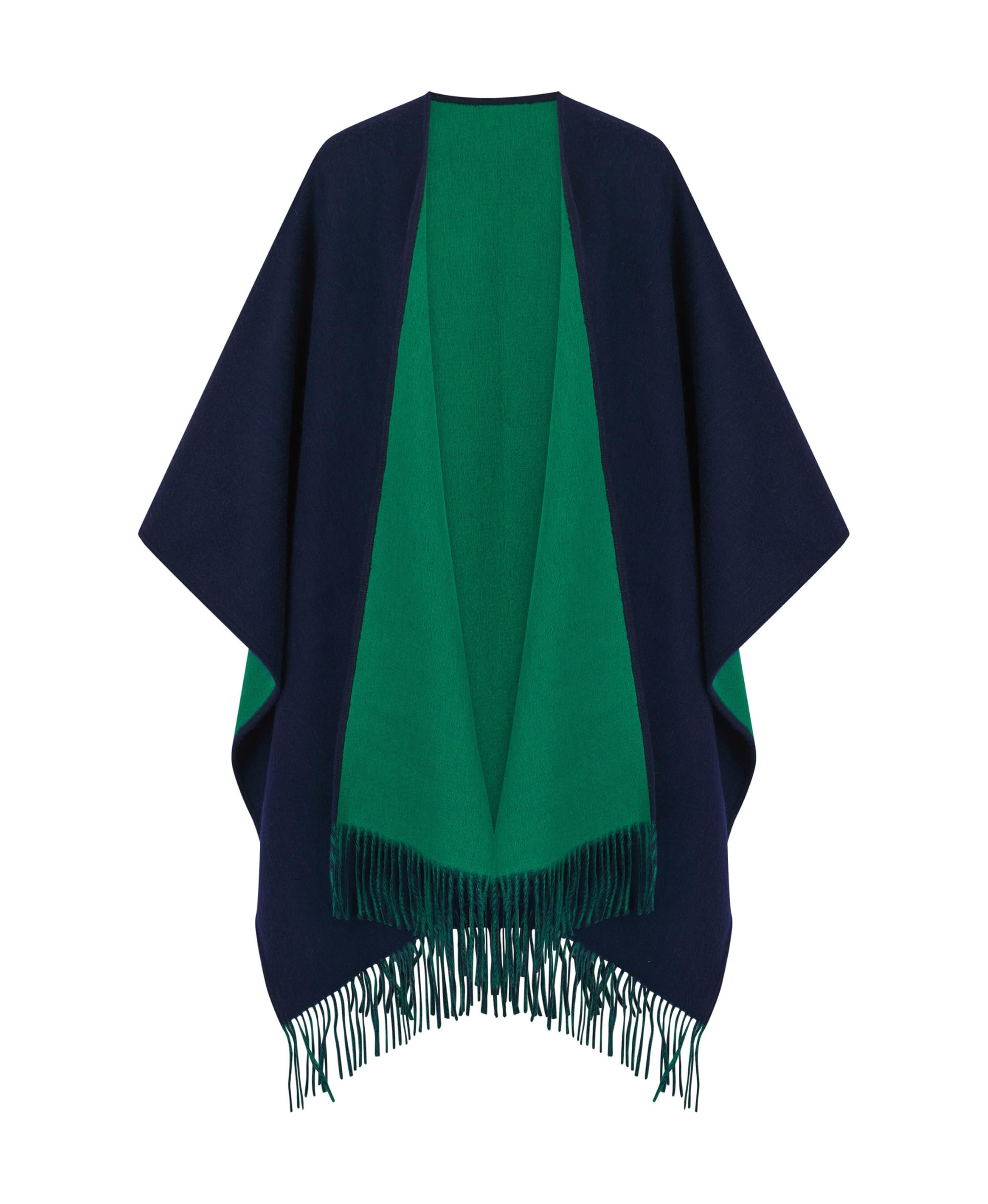 Shepherds Land Women's Navy/Green 100% Lambswool Ruana,