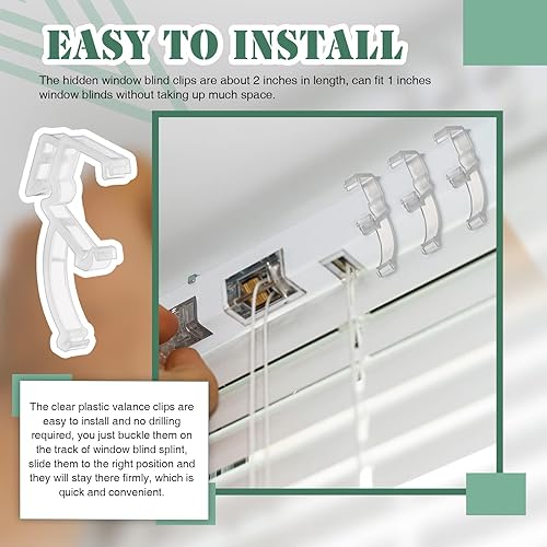 Miniatura 6 de 20 clips de cenefa de plástico transparente de 2 pulgadas, clips de cenefa ocultos, clips de cenefa ocultos para persianas de ventana