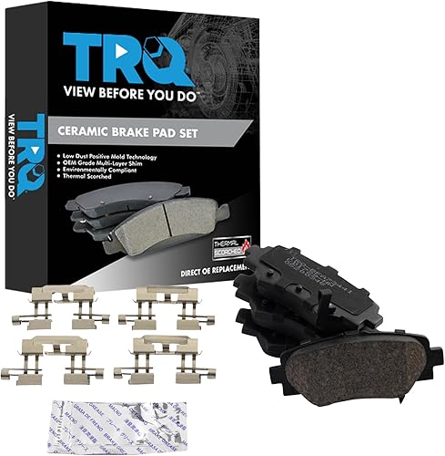 TRQ Rear Brake Pads Ceramic Hardware Wear Sensor Compatible with 2014-2016 Mazda