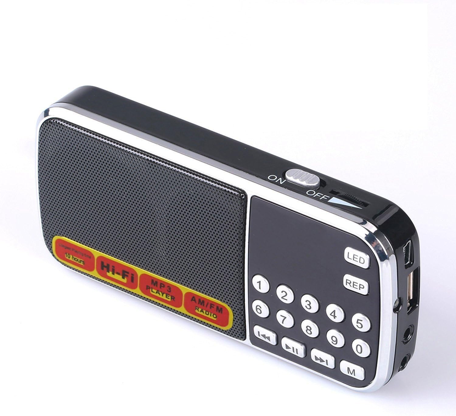 Apore Portable FM Radio Speaker MP3 Music Player with Micro SD Card USB Disk Slot for PC iPod iPhone Samsung (Black)