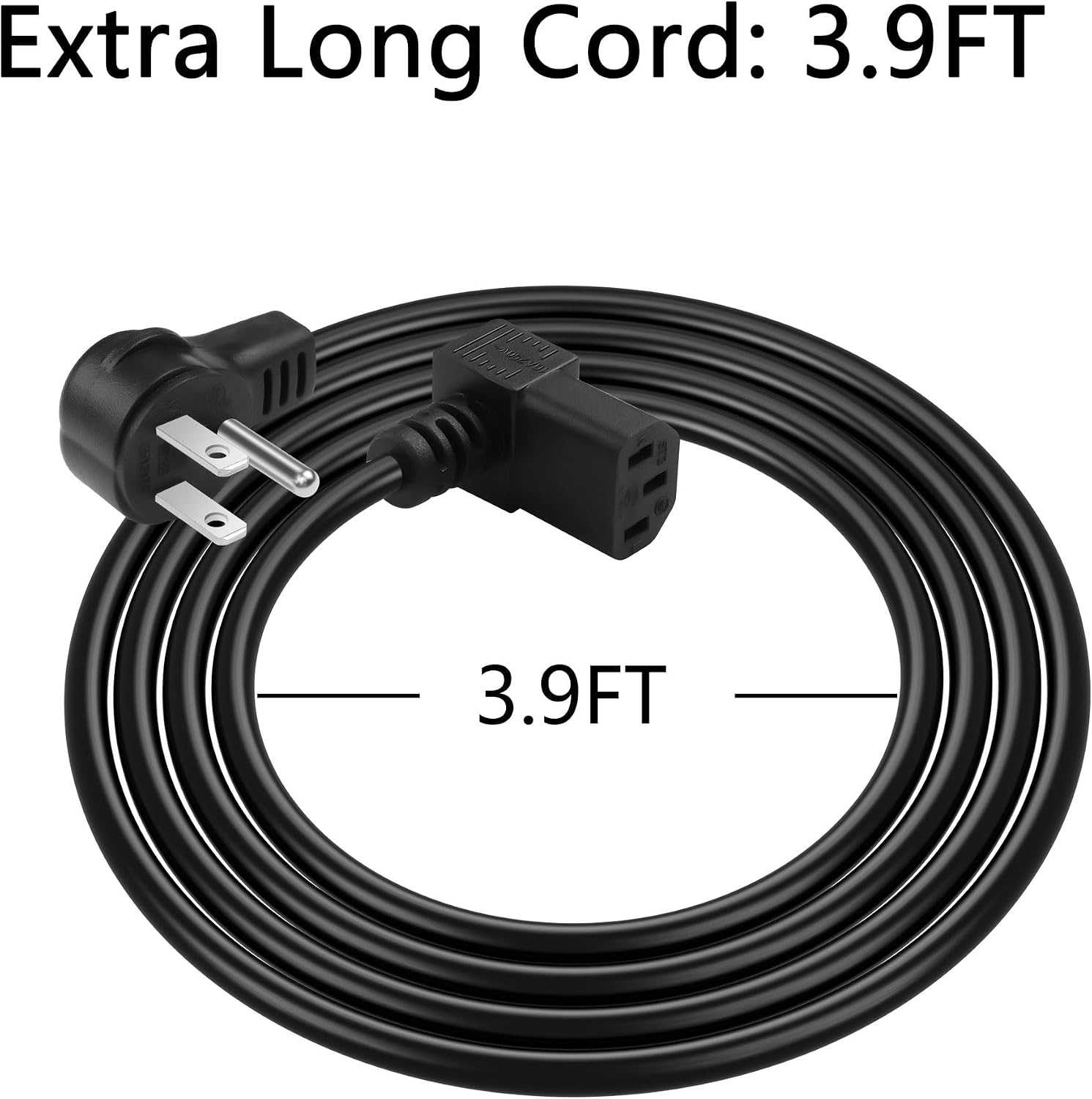 CERRXIAN 3.9FT 18AWG NEMA 5-15P to Down Angle IEC 320 C13 Computer Power Cord,10A/250V, 3 Prong AC Power Cord Cable for TV, Computer, Printer, Radio, Monitor, Laptop and More