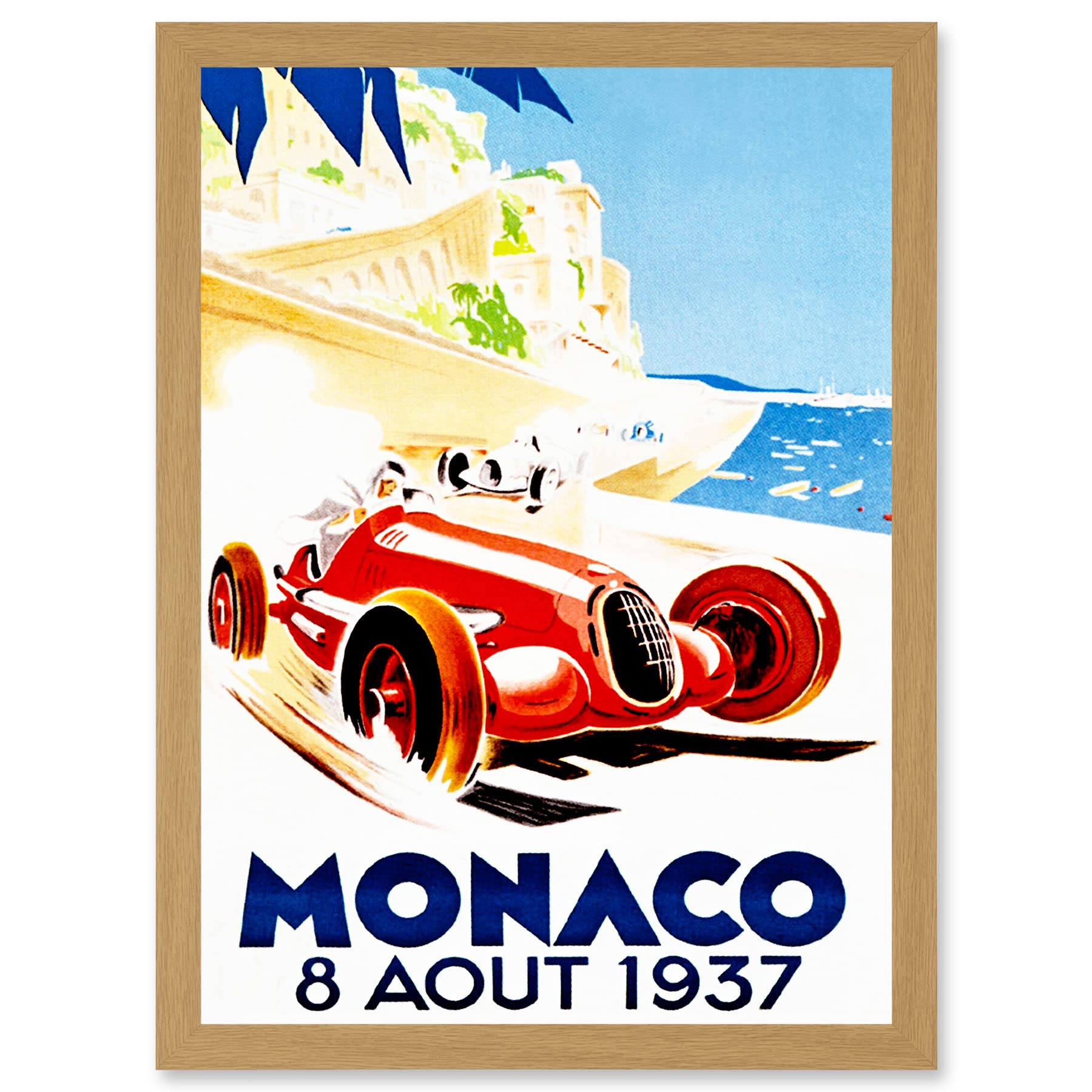 Artery8 Advert Racing Car Monaco 1937 Grand Prix A4 Artwork Framed Wall Art Print