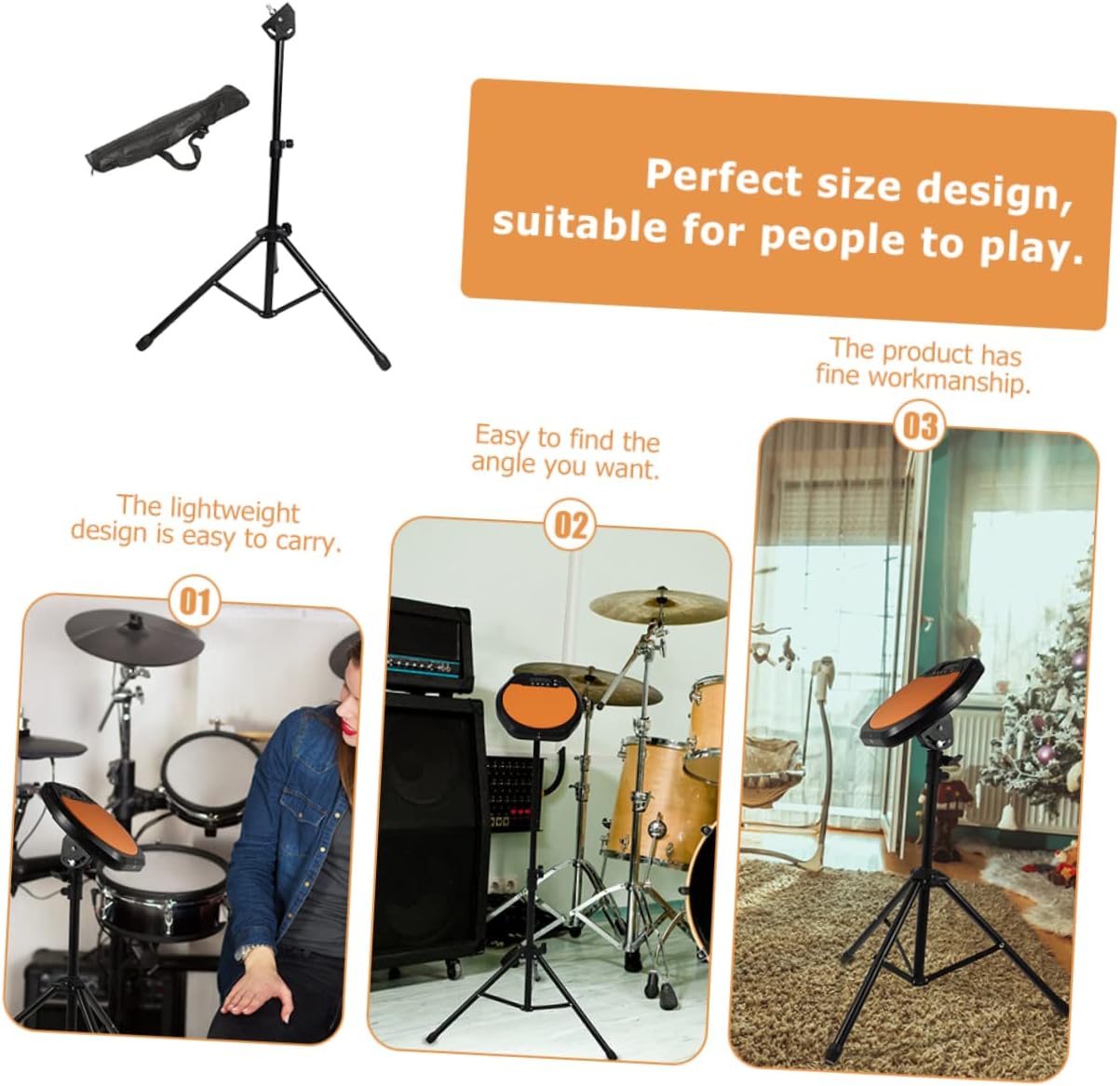 1 Set Drum Stand Dumb Drum Rack Dumb Snare Drum Bracket Drum Tripod Shelf Drum Holder Supply Tripod Drum Racks Dumb Drum Bracket Drum Practice Storage Rack Music Nylon Black