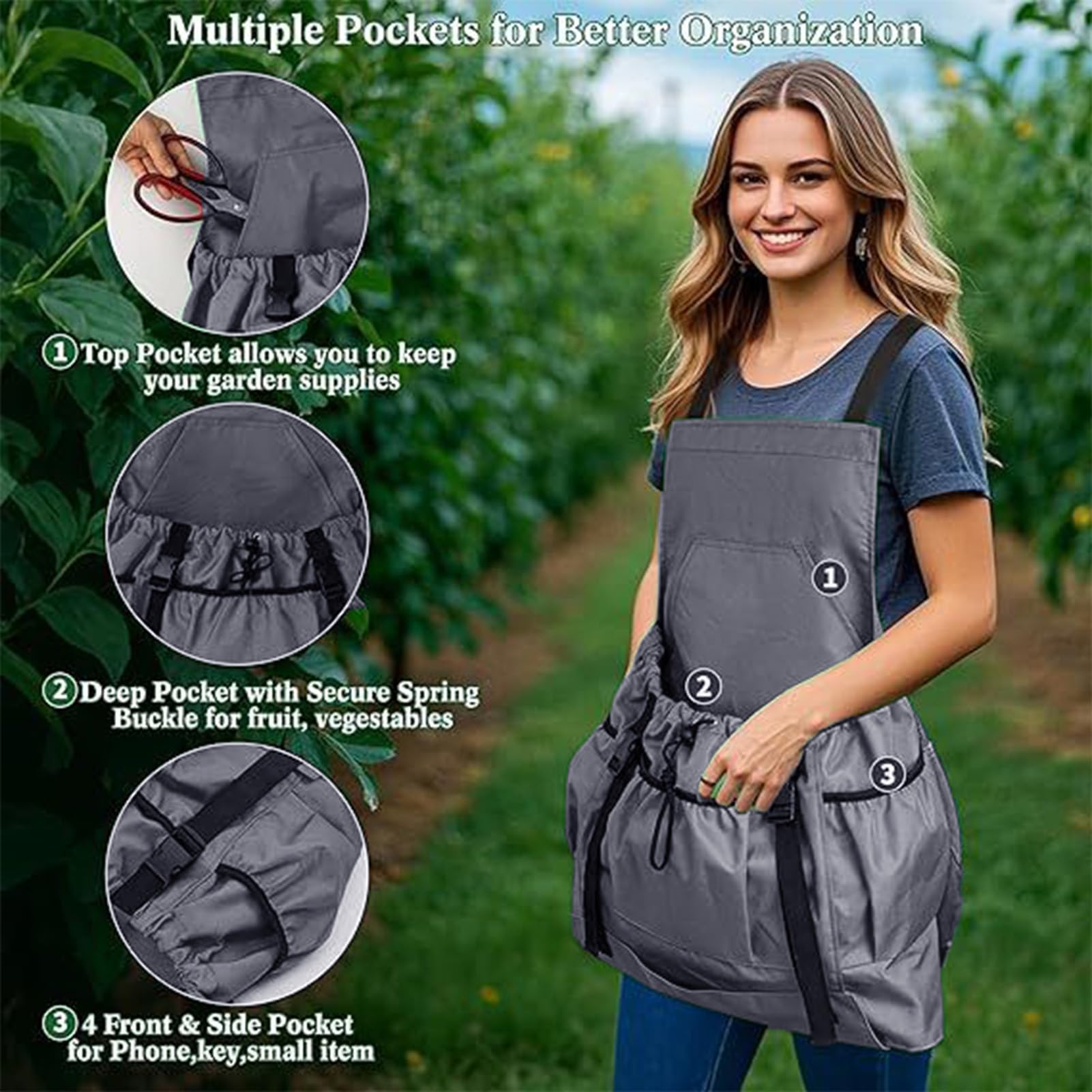 Grembiule da giardino Camice Regolabile Da Cucina Con Tasche | Ideale per Lavori in Terrazzo e sul Prato Per Prato Giardino Patio Uomo Donna Cucina Chef Grigliate Lavoro Giardinaggio