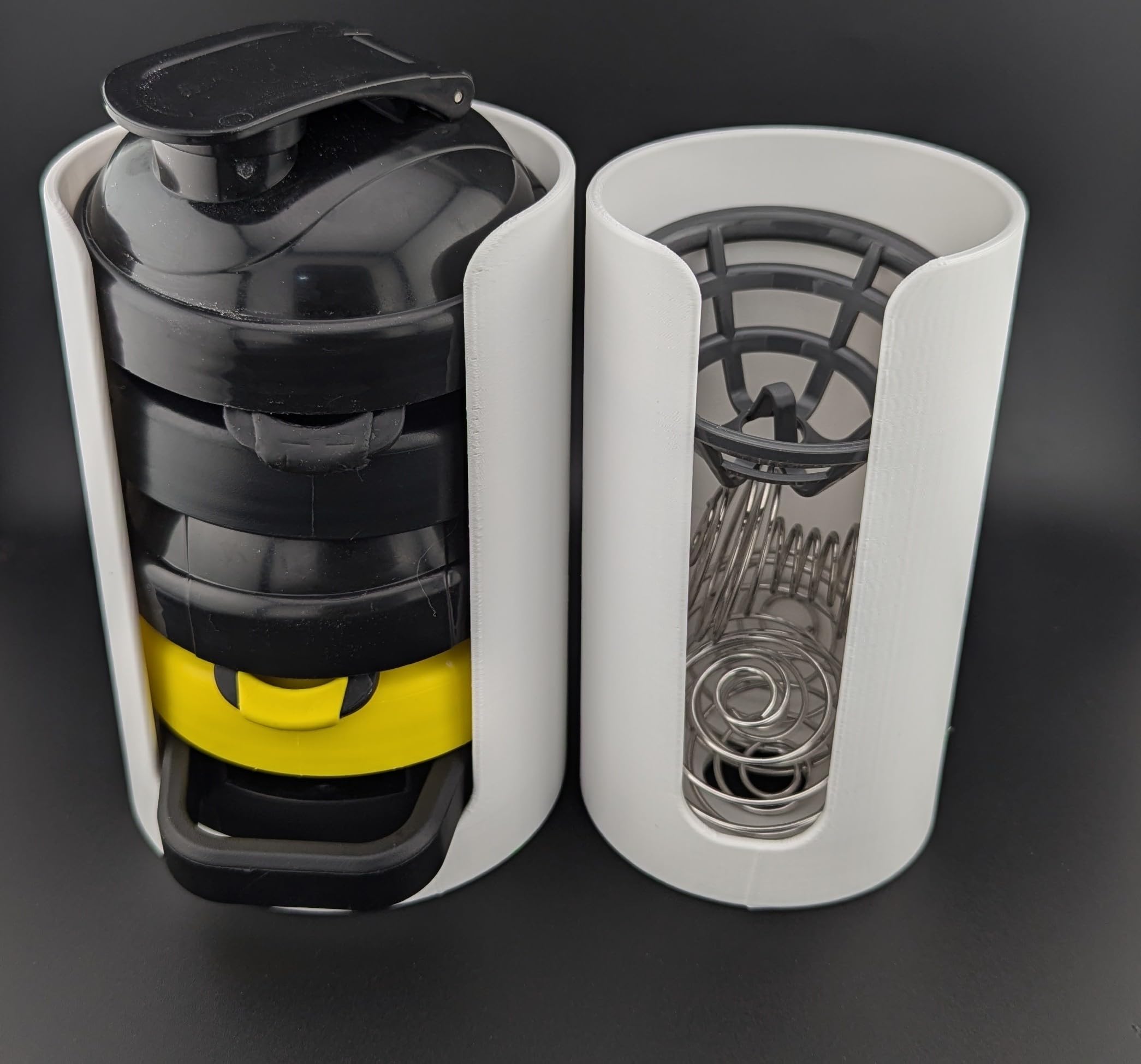 Shaker Bottle Lid Organizer – Fits BlenderBottle® and Similar Shaker Lids – Stackable Kitchen Cabinet Storage Holder for Protein Bottle Tops (White)