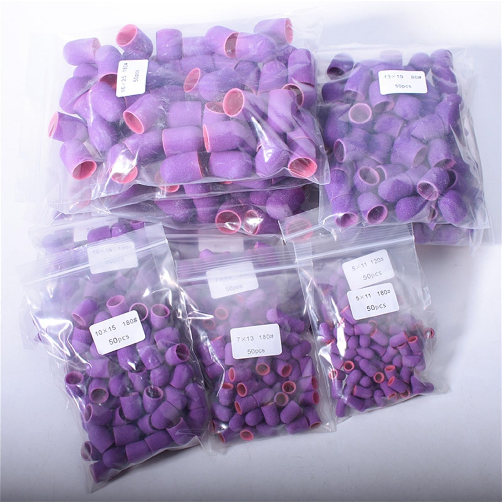 Fresas Torno Para UñAs 50 Uds. Purper taladro de uñas tapas lijado pedicura cortador fresado goma giratorio quitar manicura eléctrica para Manicura(5x11mm-180)