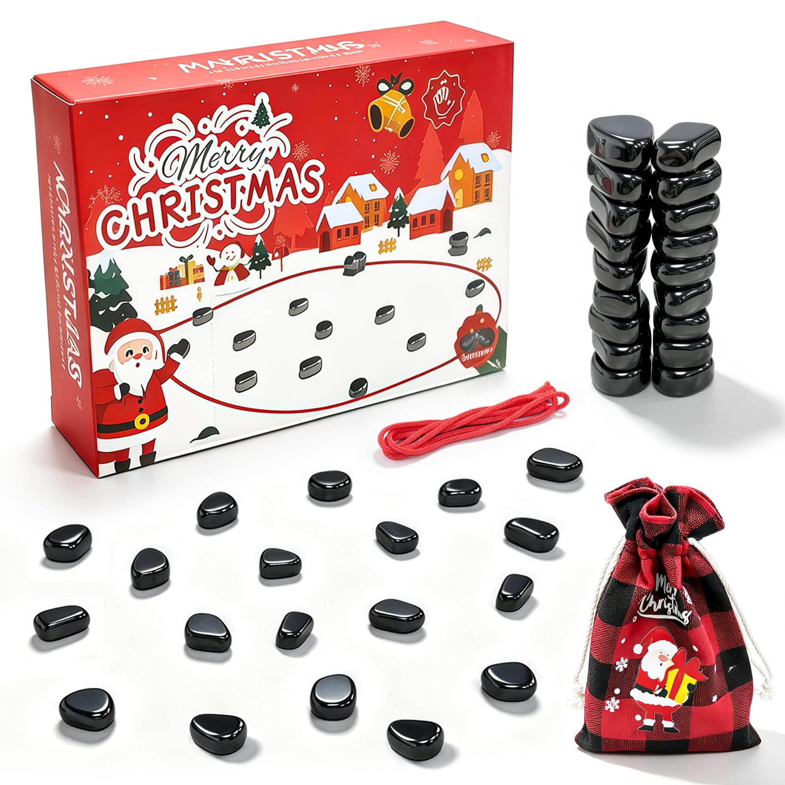 Magnetic Chess Game, Magnetic Chess Board Games, 20Pcs Stones & Portable Storage Bag Family Interactive Magnet Battle Table Game, Party Supplies for Family Gathering and Travel Magnet Games Set