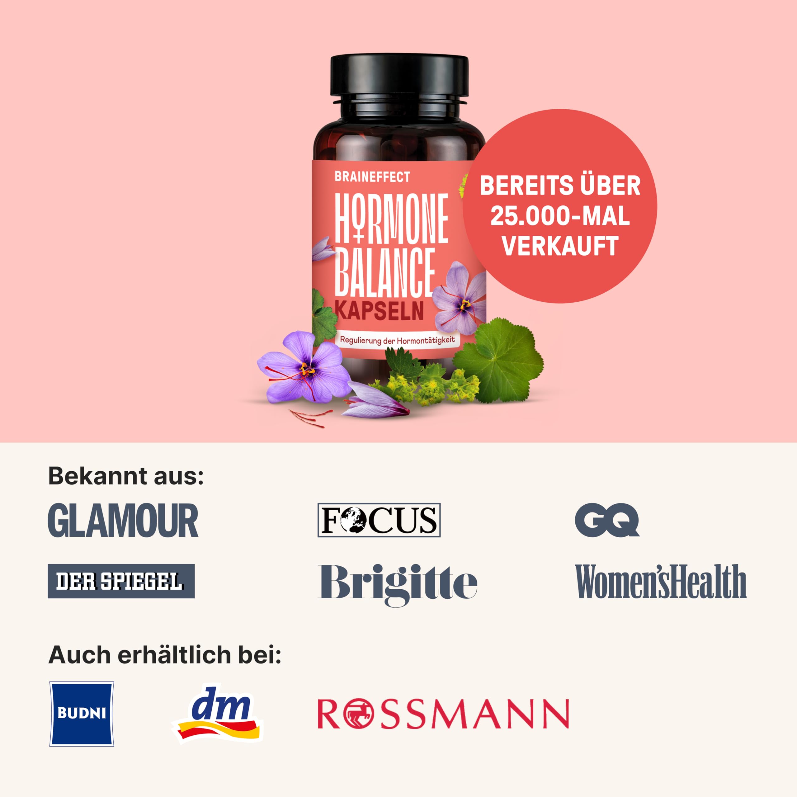 BRAINEFFECT Hormon Balance | Premium Natürliche Zyklusregulierende PMS & Wechseljahre Kapseln | Ohne Nachteiligem Mönchspfeffer | Botanicals, Vitamin B6 & Magnesium |180 Kapseln
