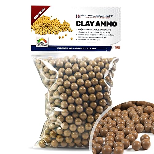 SimpleShot Clay Slingshot Ammo (500pcs), All-Natural Non-Toxic Magnetic Performance Clay Slingshot Ammo