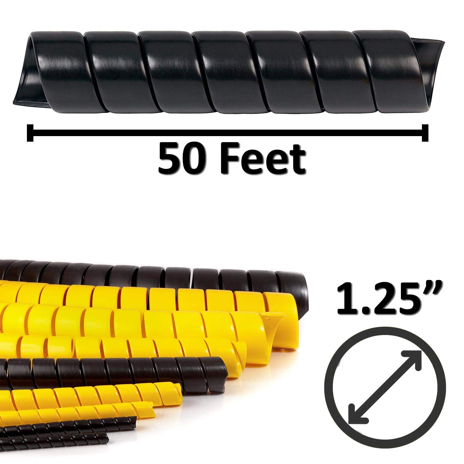 Electriduct Manicotto per cavi in plastica flessibile HDPE resistente a spirale da 1,25 pollici 150 piedi - nero
