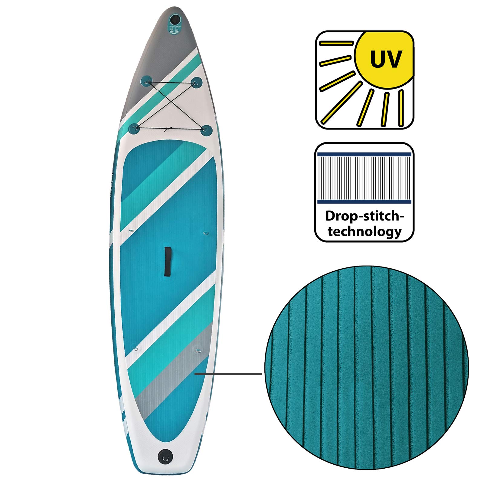ALPIDEX Stand Up Paddle Set SUP 320 x 76 x 15 cm max. belastbar bis 200 kg Aufblasbar Stabil Leicht Komplett Set Tragetasche Paddel Finnen Luftpumpe Leash Repair Kit