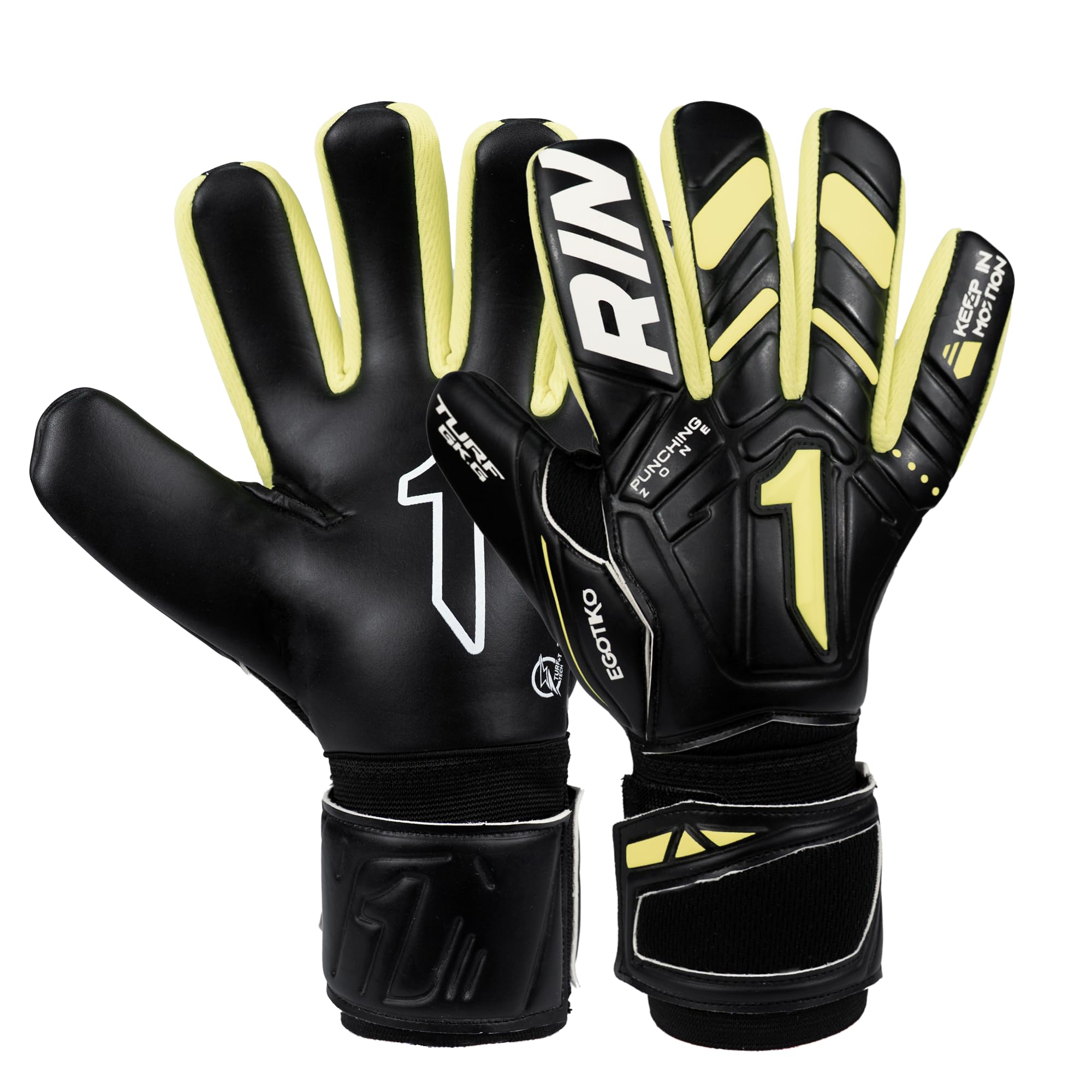 Rinat Goalkeeper Gloves Egotiko Turf Adult, Black, Size 9