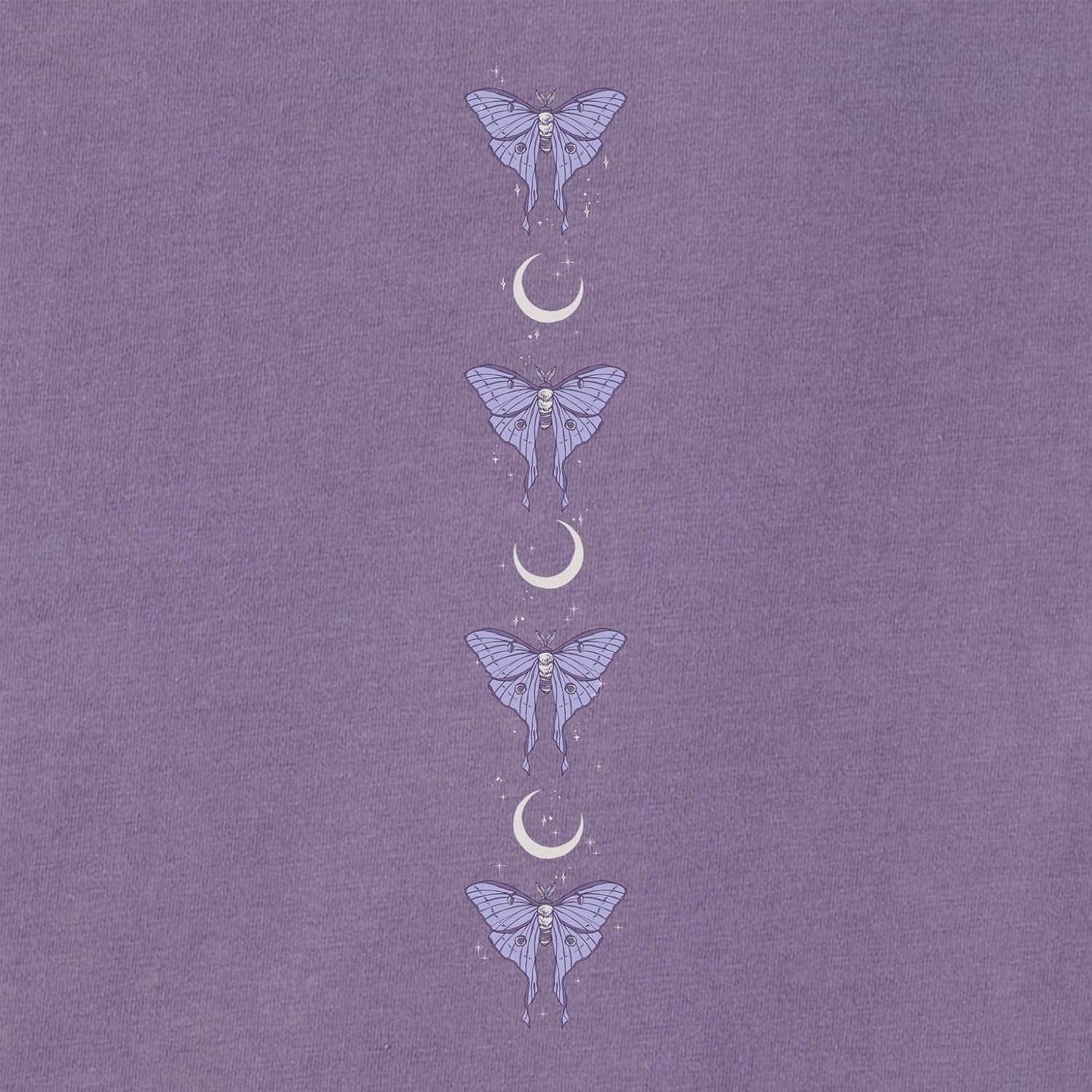 Life is Good. Women's Celestial Luna Moth Long Sleeve Crusher Tee, Dusk Purple