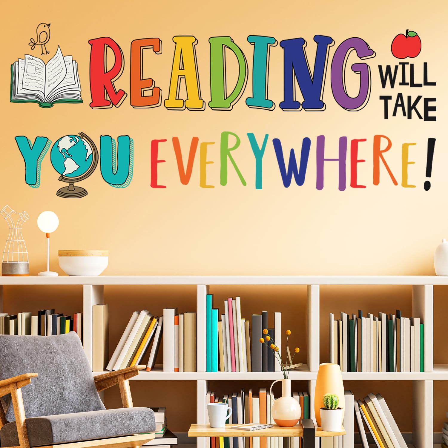 DECOWALL Reading Corner Wall Stickers Decals Décor Classroom Kids Room Inspirational Nursery Art Bedroom Library Peel and Stick Book Playroom Quotes School Educational (DS9-8092) - Image 4