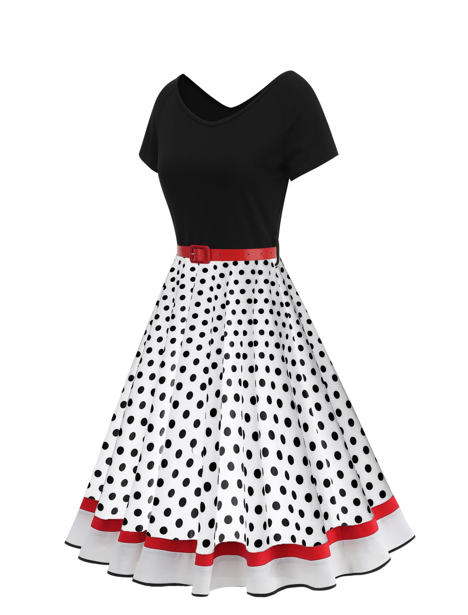 Odizli Robes Rockabilly pour femme années 50 vintage été manches courtes polka pois swing longueur genou robe coctail avec bandeau