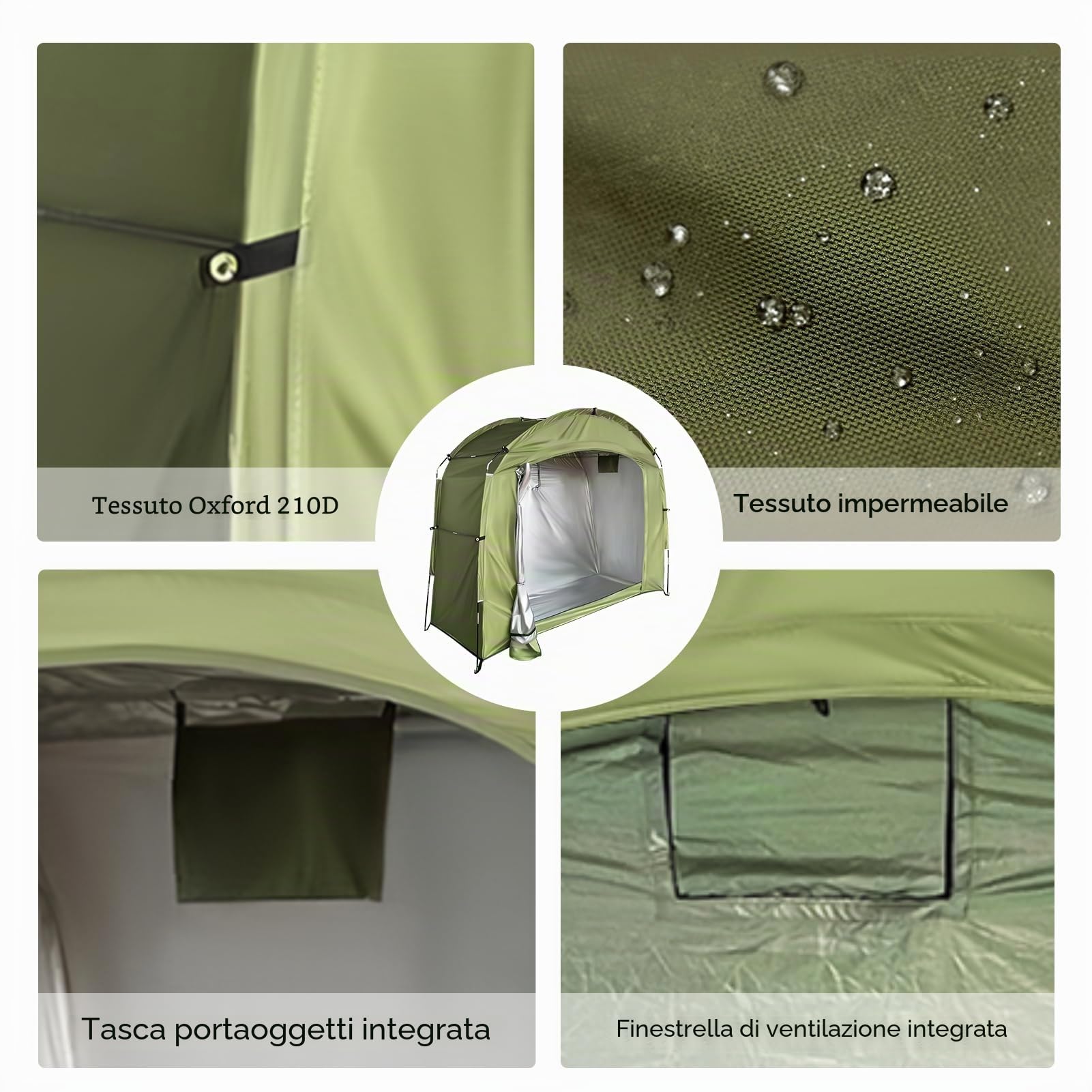 Tenda per bicicletta, portatile, tenda per attrezzi, per bicicletta, garage, per esterni, campeggio, giardino, tenda a cupola, tessuto Oxford 210D, per biciclette, moto, attrezzi da giardino, tosaerba