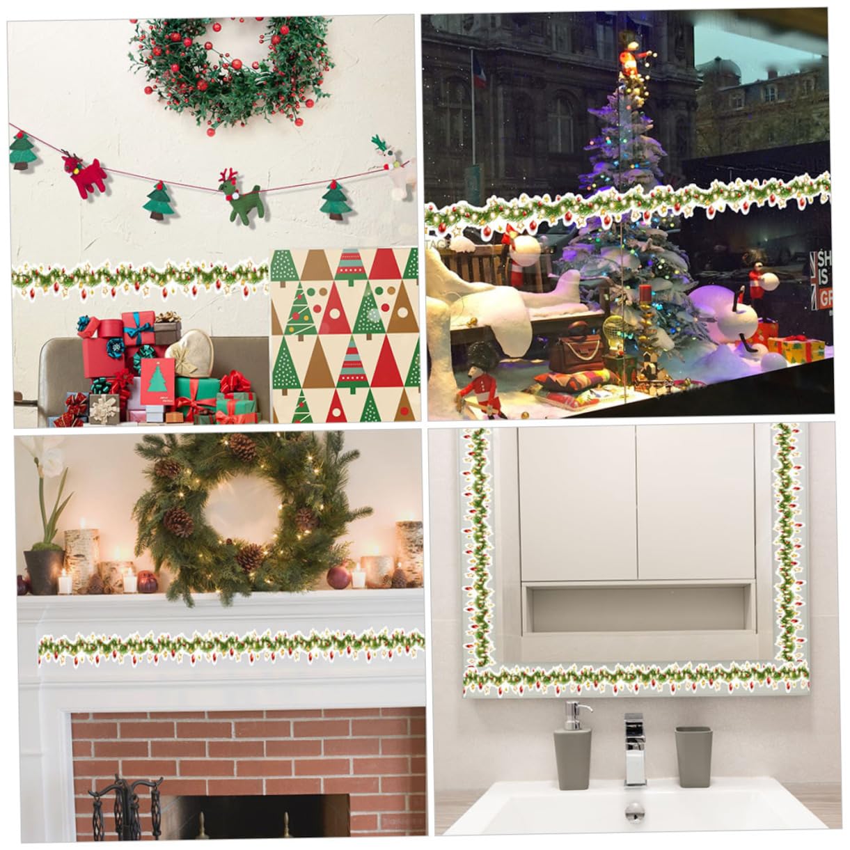 DOITOOL 5 Juegos Pegatinas De Pared Con Forma De Cintura De Flores Tiras De Luces Navideñas Decoraciones Guirnaldas Iluminadas Pegatinas Para Borde De Armario Remolinos 10 hojas * 5