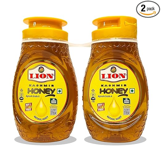 Lion Dates Lion Honey 400Gm 1+1 - - 100% Pure & Natural Honey- Squeezy Pack - Originated From The Forests Of Kashmir - Natural Raw Lion Kashmir Honey 800G