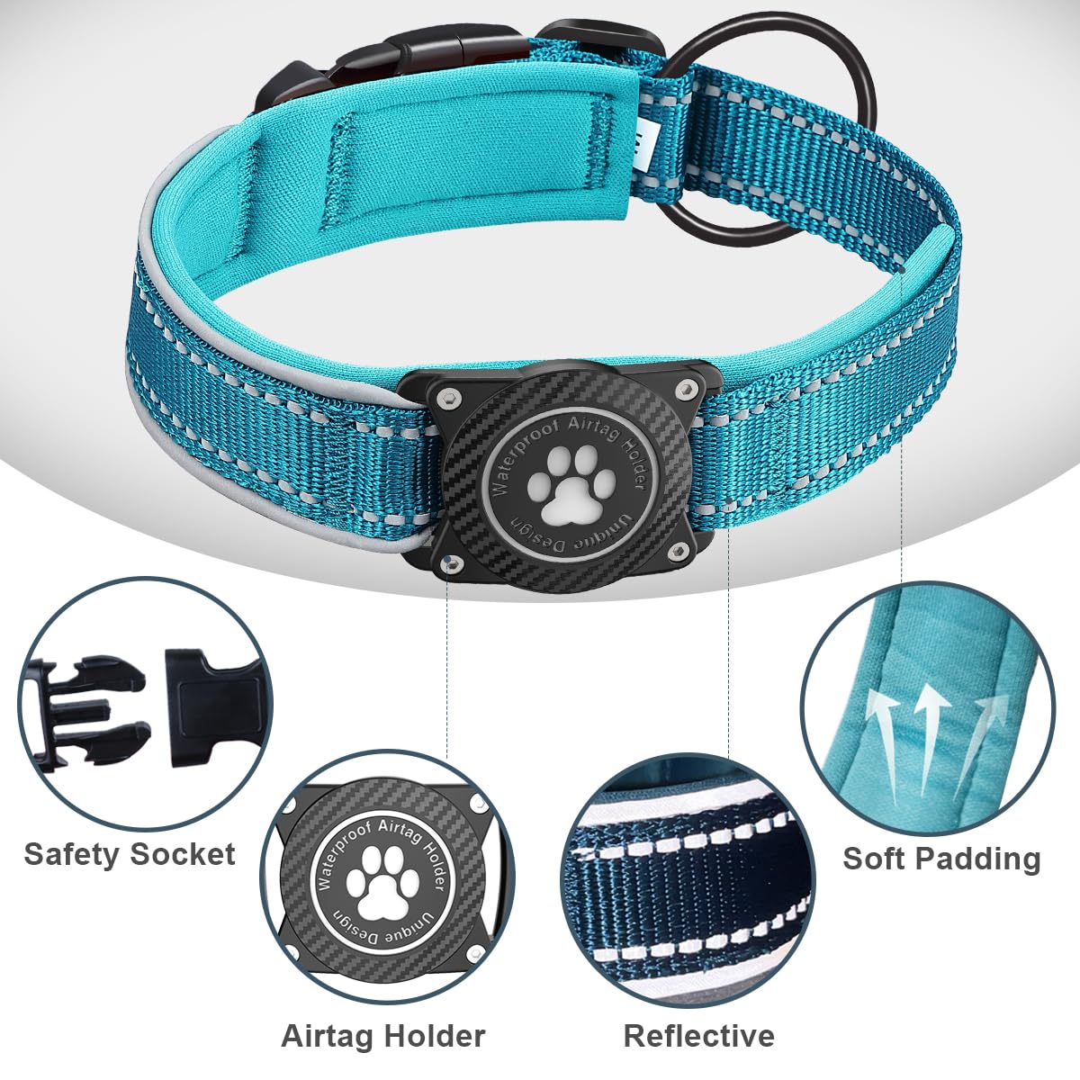 Ytanest Waterproof Airtag Dog Collar, Dog Collar with Apple Air Tag Holder - Image 4