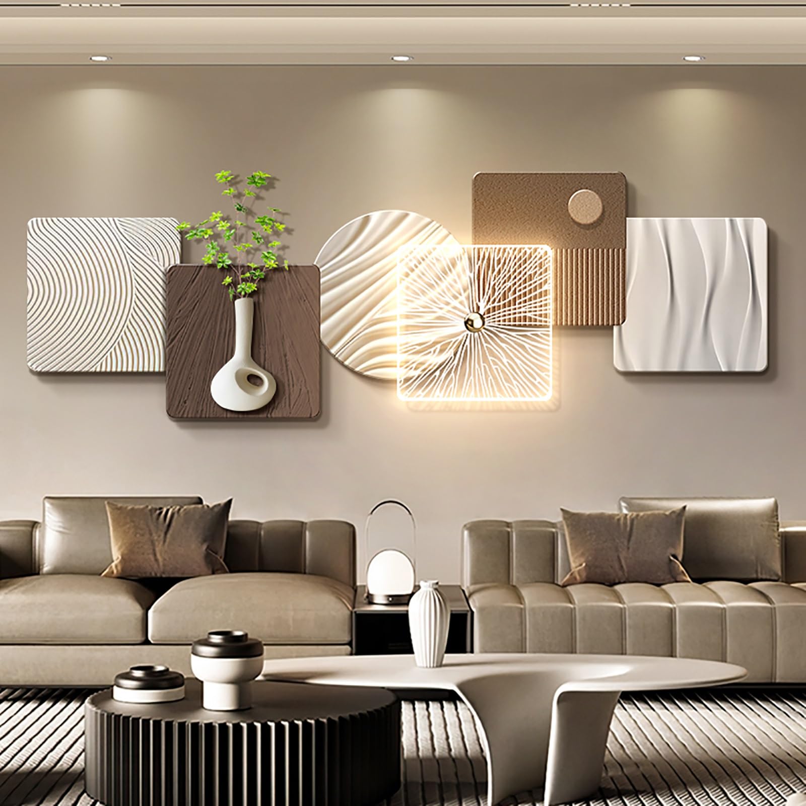 Decoración de pared 3D con luz LED de diseño moderno y acabados de alta calidad para salones