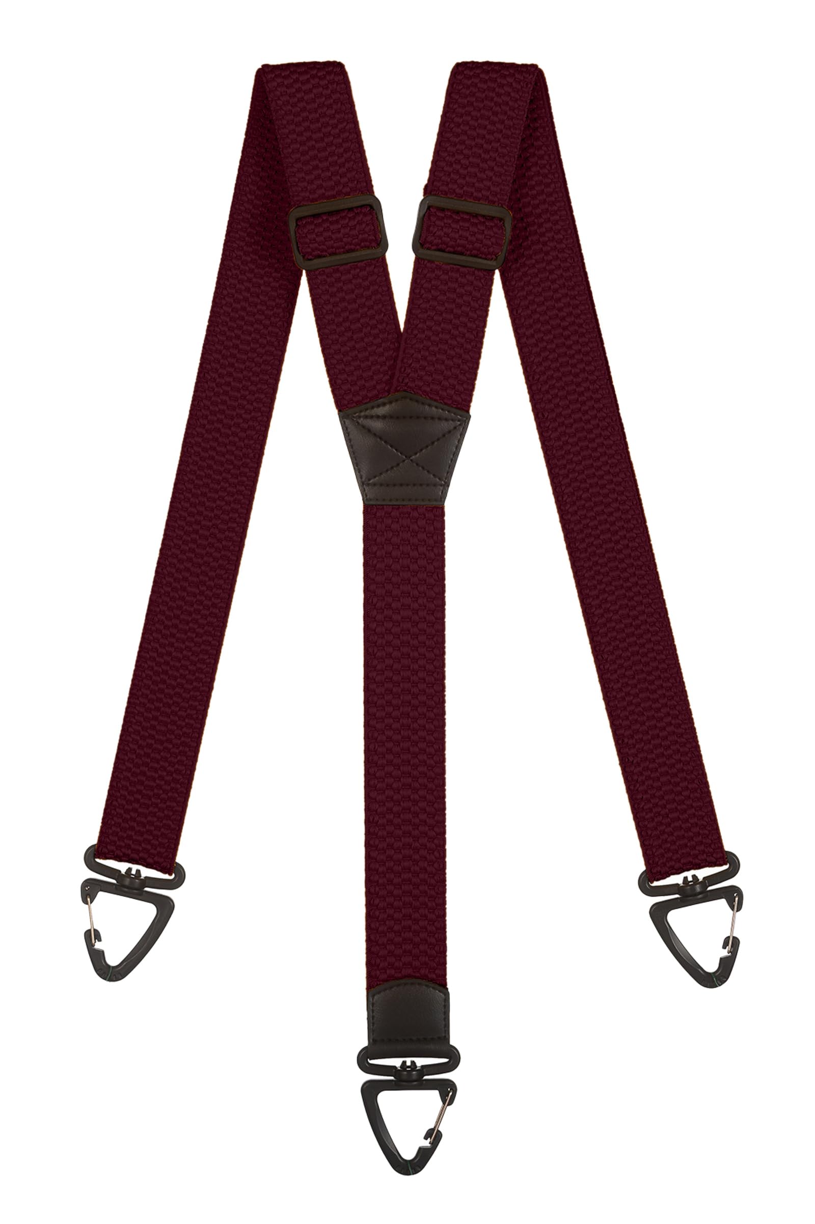 Olata Men's Burgundy Red Heavy Duty Y-Shape Braces/Suspenders With Plastic Carabiner Clips - 4Cm.