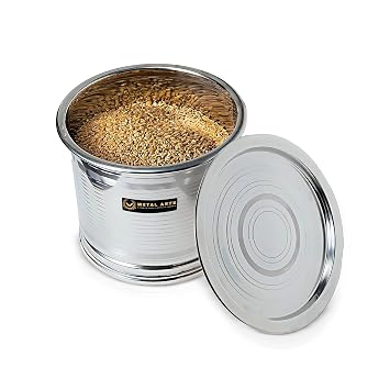 V METAL ARTS Steel Rice Storage Container 5 KG | Kothi | Mini Container | Mini Storage Box | Steel Drum 5KG | (SET OF 1)