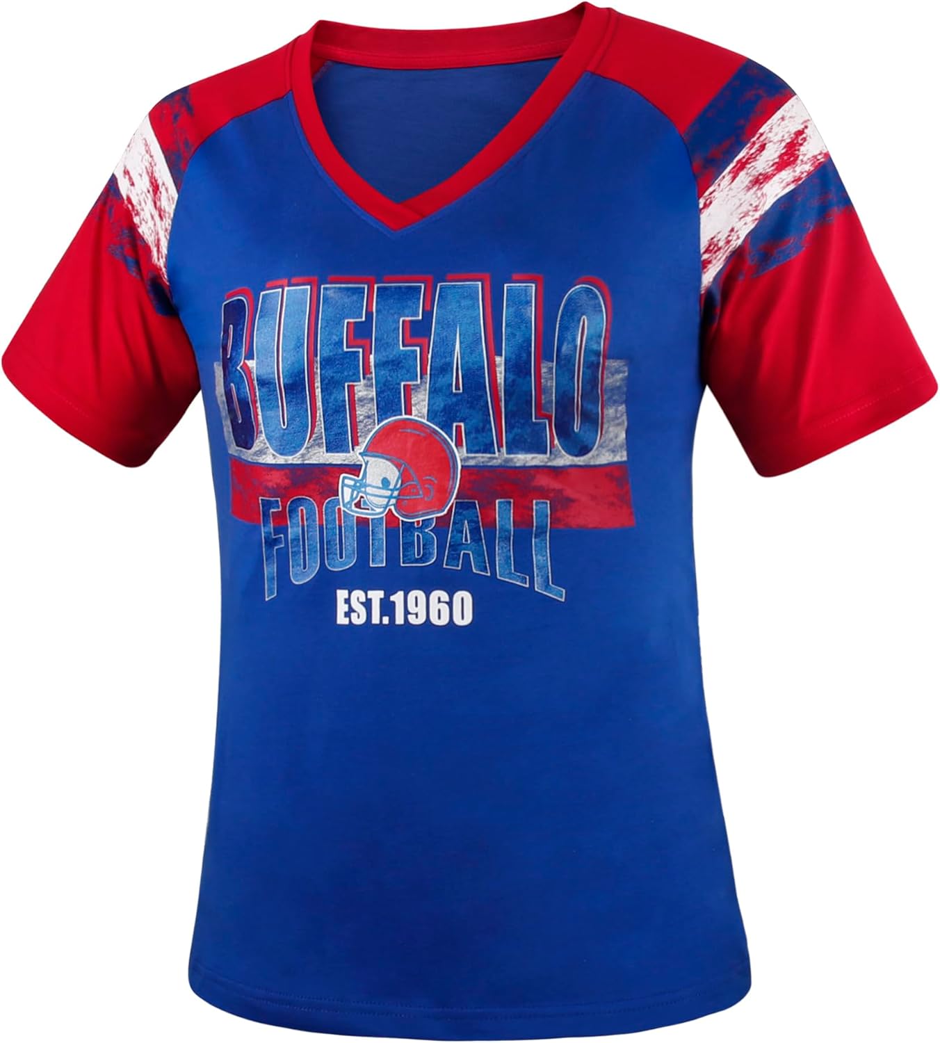 Womens Football Fans V Neck City Raglan T-Shirts - Image 4