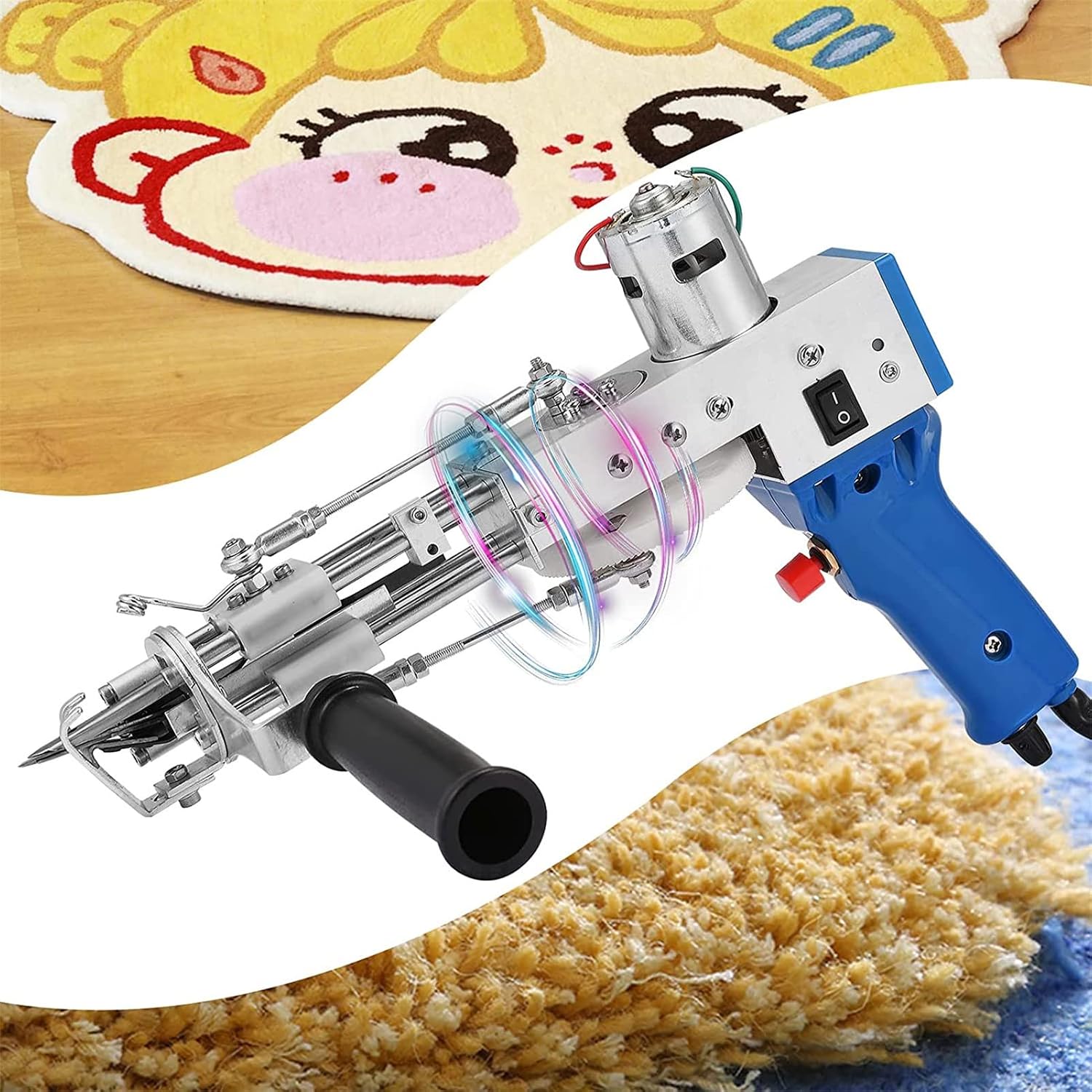 GeRRiT Tufting Gun with Cut Pile and Loop Pile 2in1, Rug Making Gun Art Carpet Weaving Flocking Knitting Automatic Electric Machine Tufting Gun for Handmade DIY Beginners