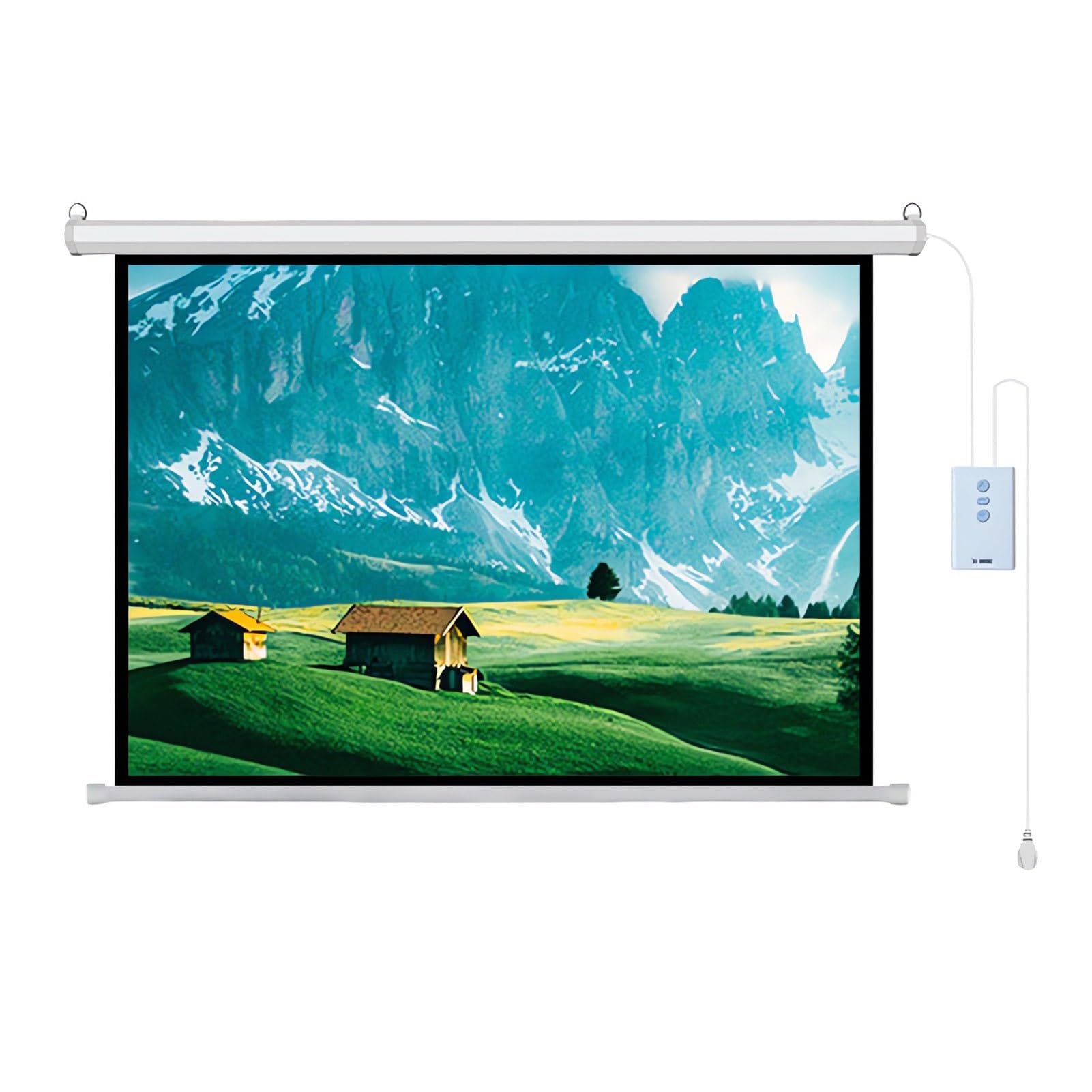 Pantalla de proyector motorizada de 60″ 16:9, 4K HD, eléctrica, automática, retráctil y con Control Remoto for el hogar, la Oficina y el Aula.